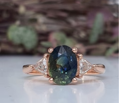 A sparkling Australian Parti Sapphire Trillion ring