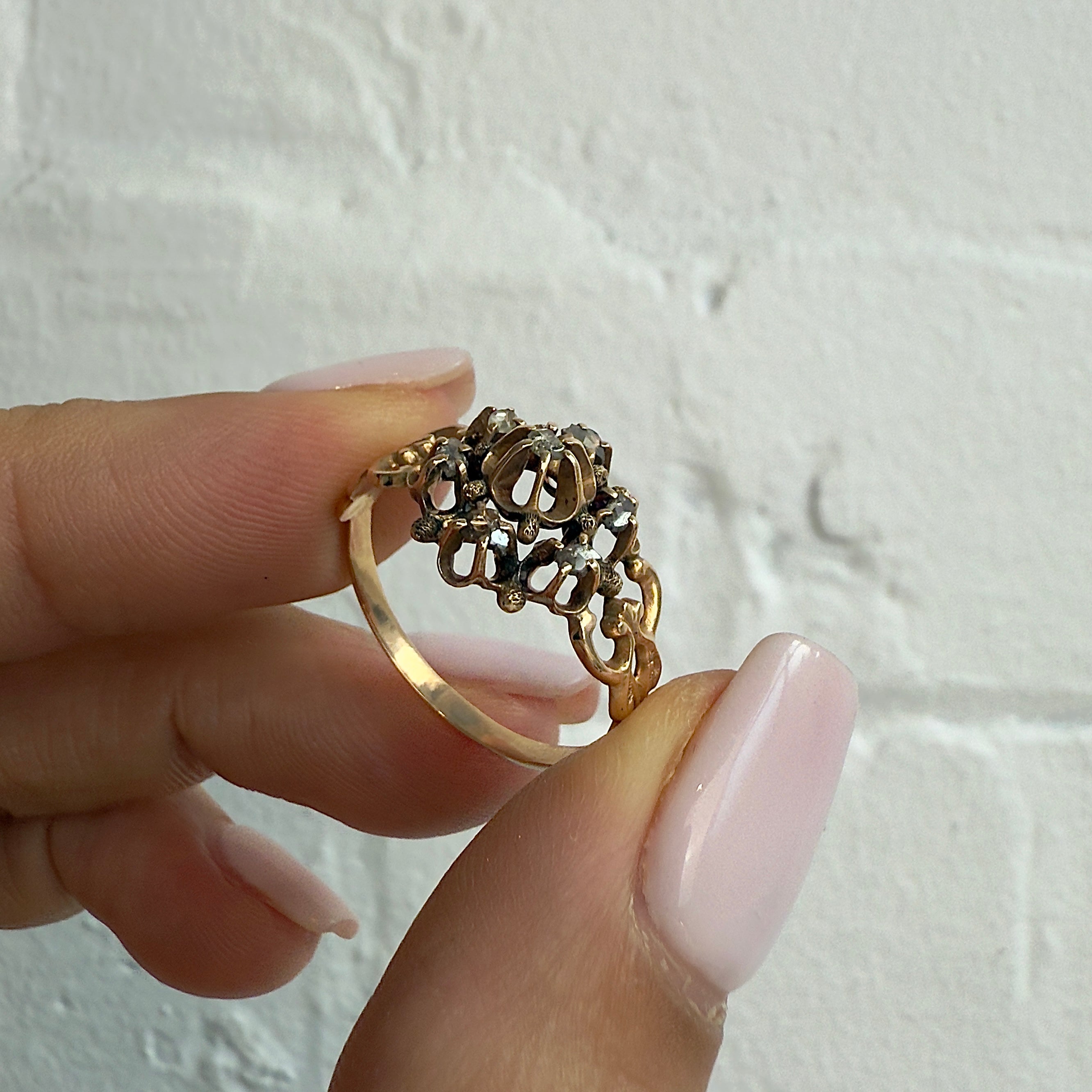 Vintage Bijoux - Antique Italian Diamond Cluster Ring - Circa 1880s