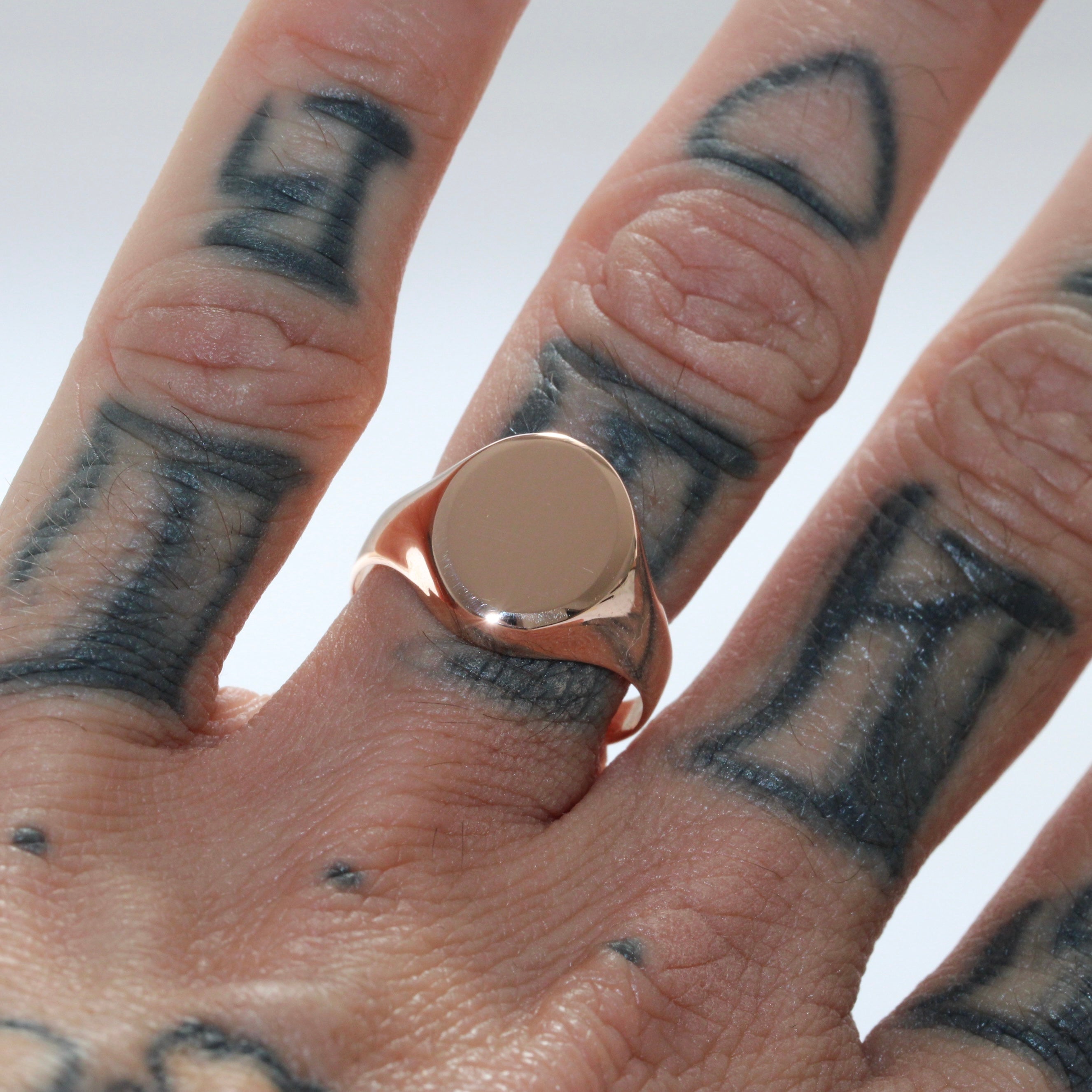 SALE - Hollow 14K Rose Gold Signet - Size N 1/2