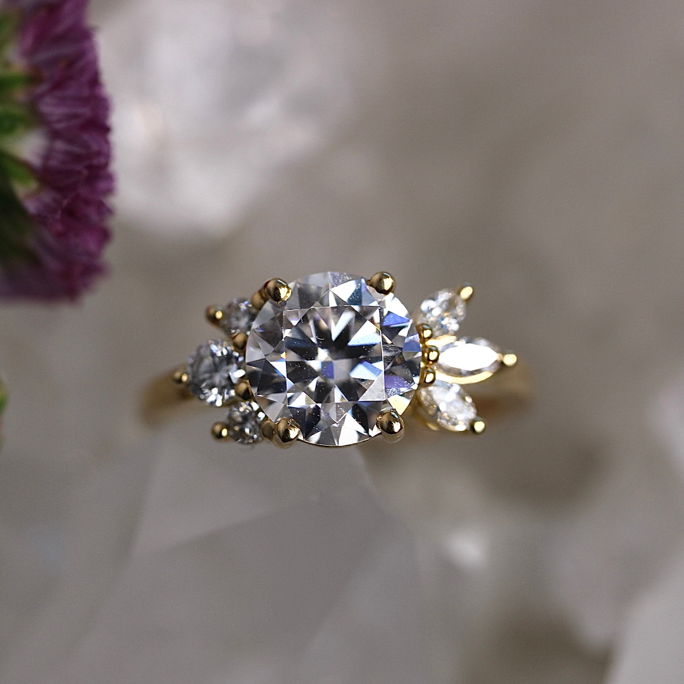 Cleo Ring - Moissanite - Yellow Gold - Ready to Ship