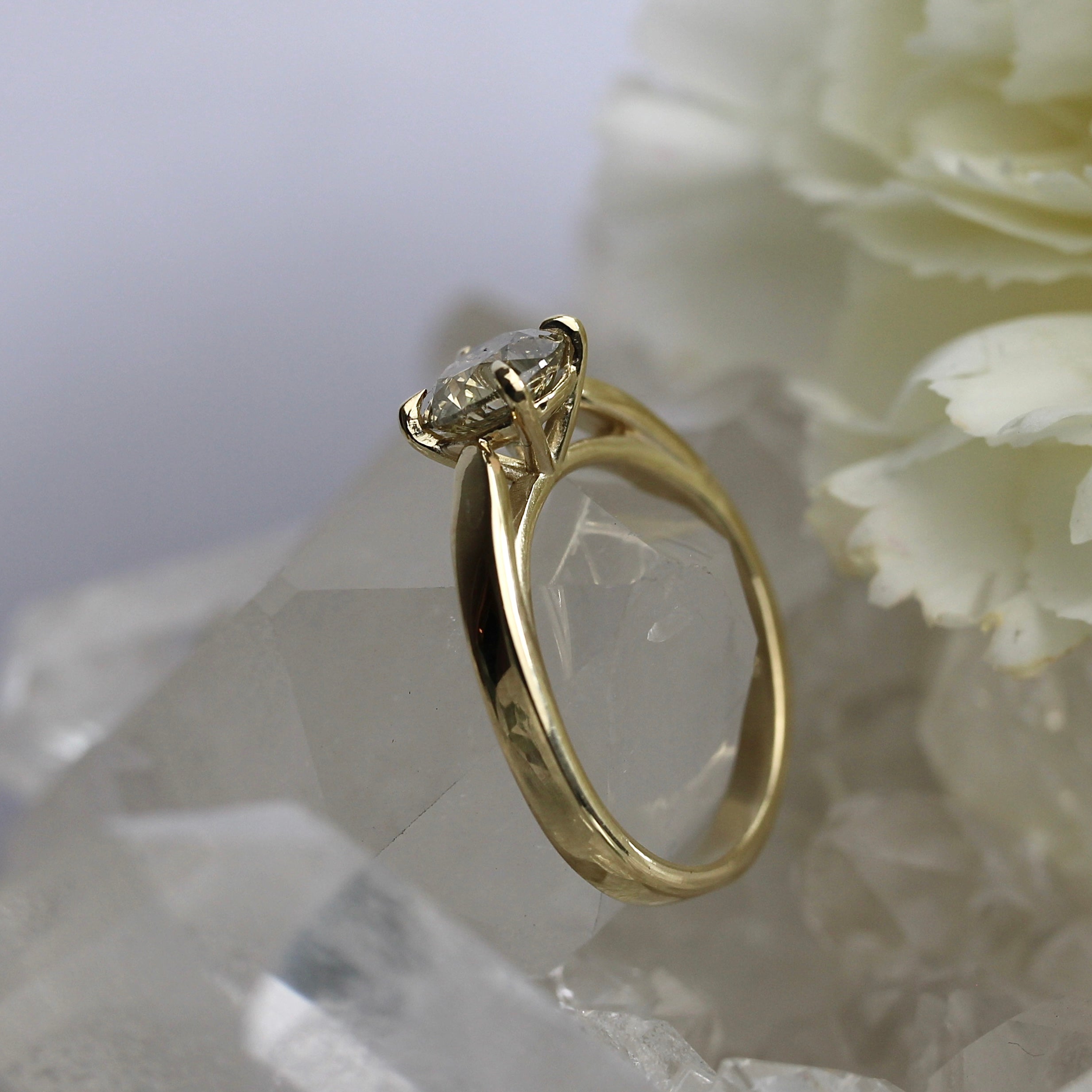$ALE - 1.35CT Salt & Pepper Diamond Lily Solitaire