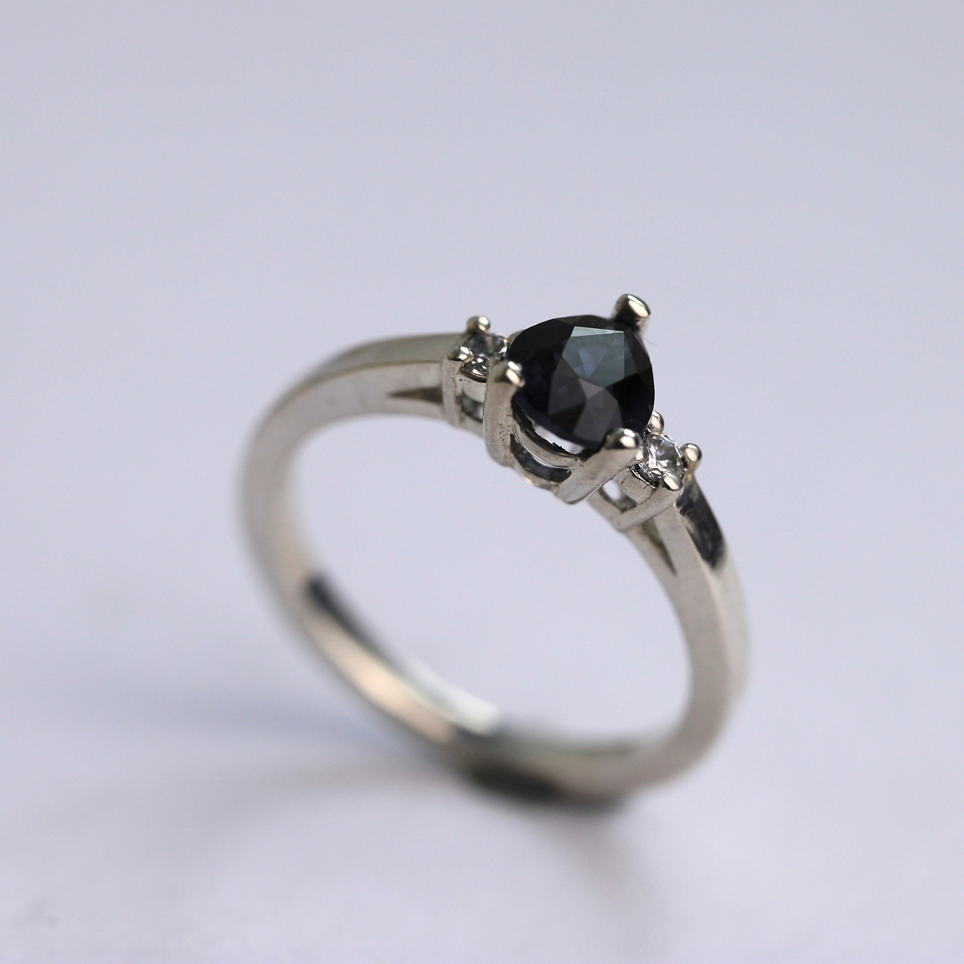 JULY SALE - Pear Spinel Trinity - 7 x 5mm Purple Spinel - Sterling Silver - Size N & 1/2