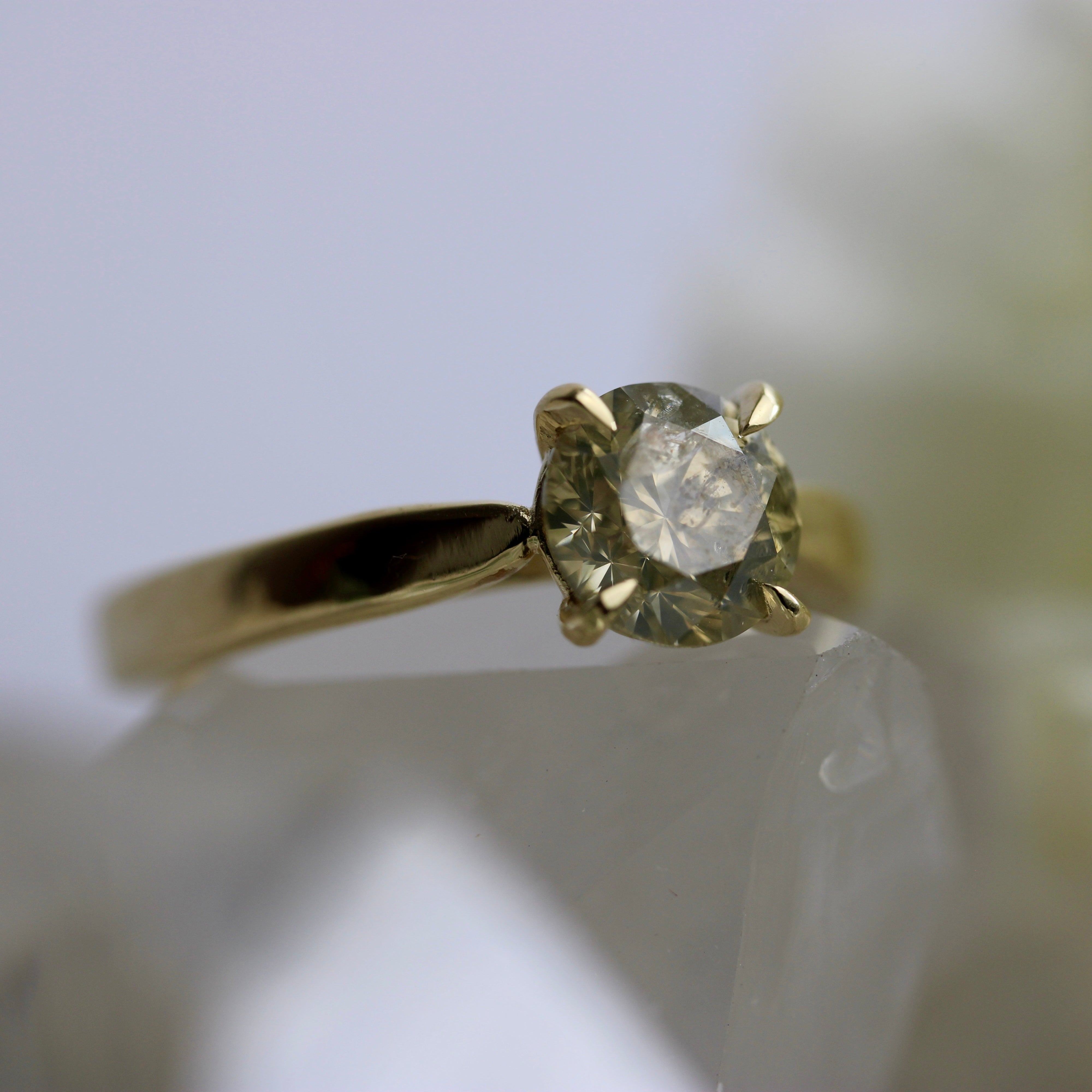 $ALE - 1.35CT Salt & Pepper Diamond Lily Solitaire