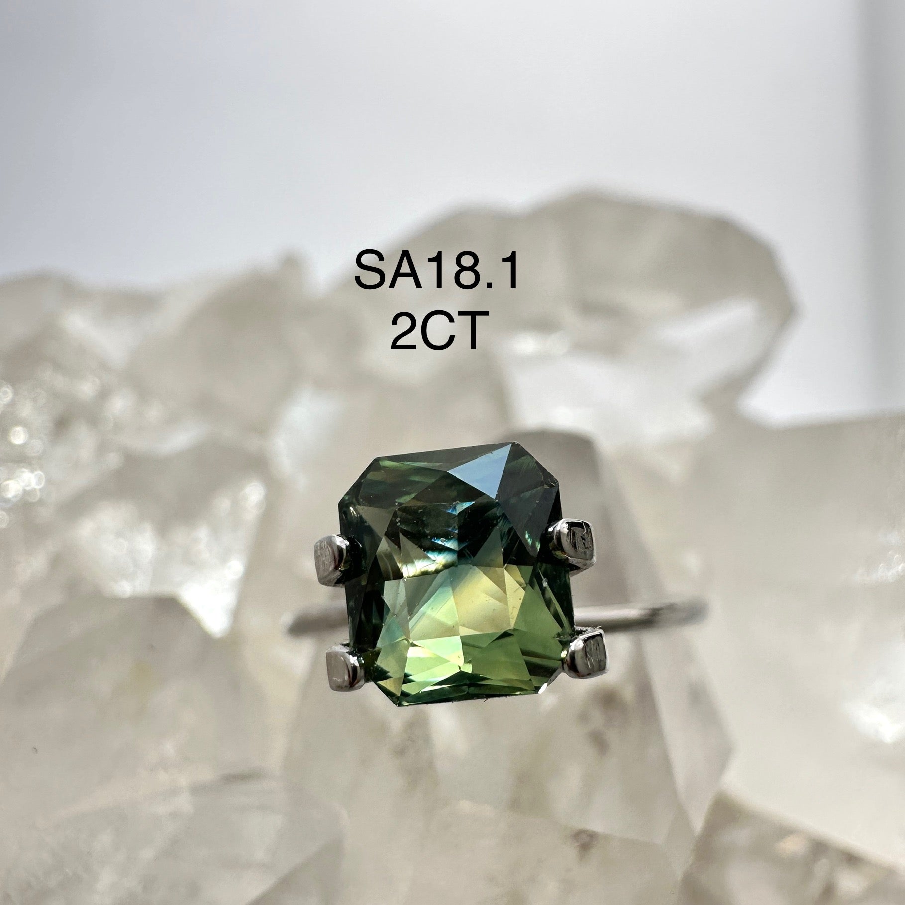 2CT Emerald Cut shaped Australian Partii Sapphire