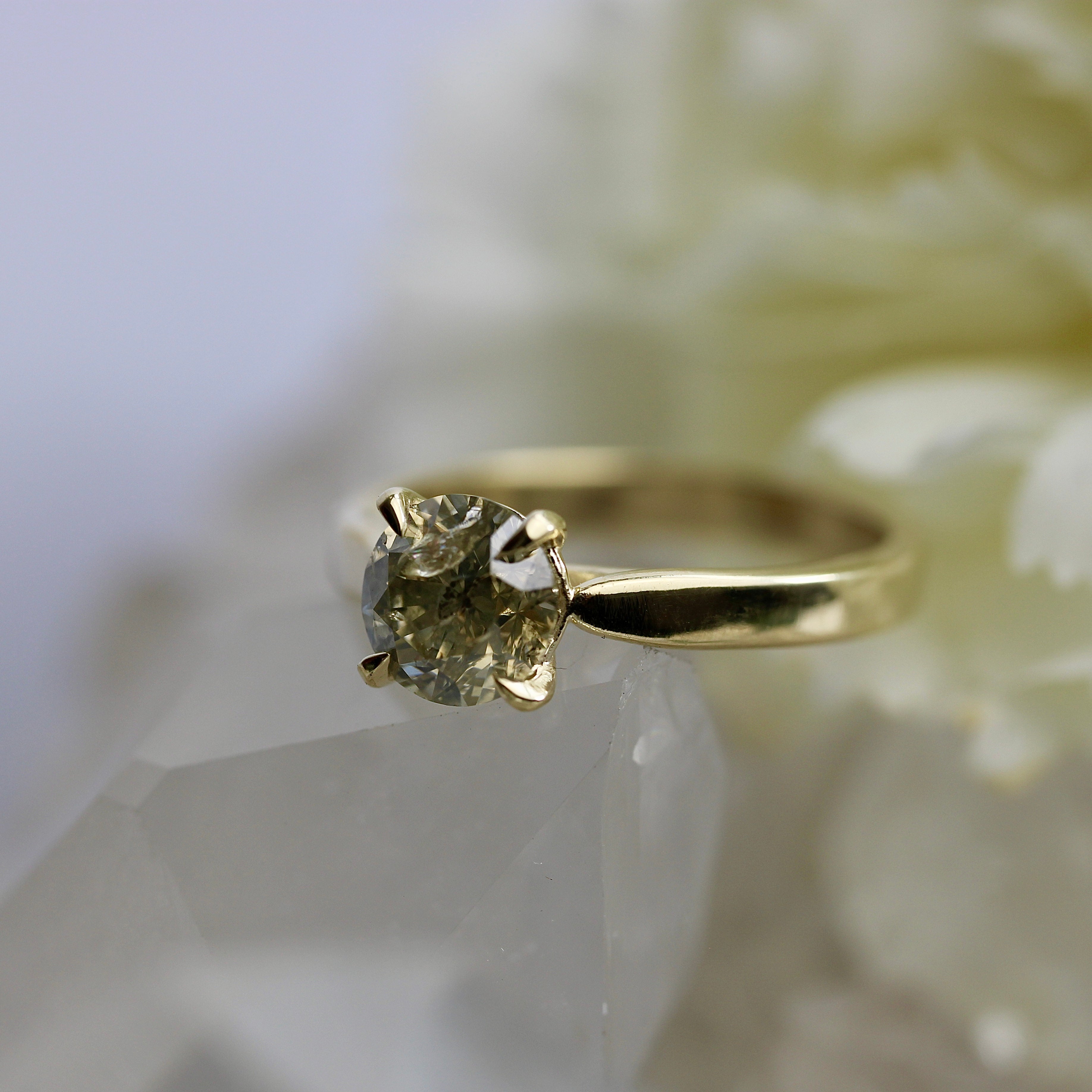 $ALE - 1.35CT Salt & Pepper Diamond Lily Solitaire