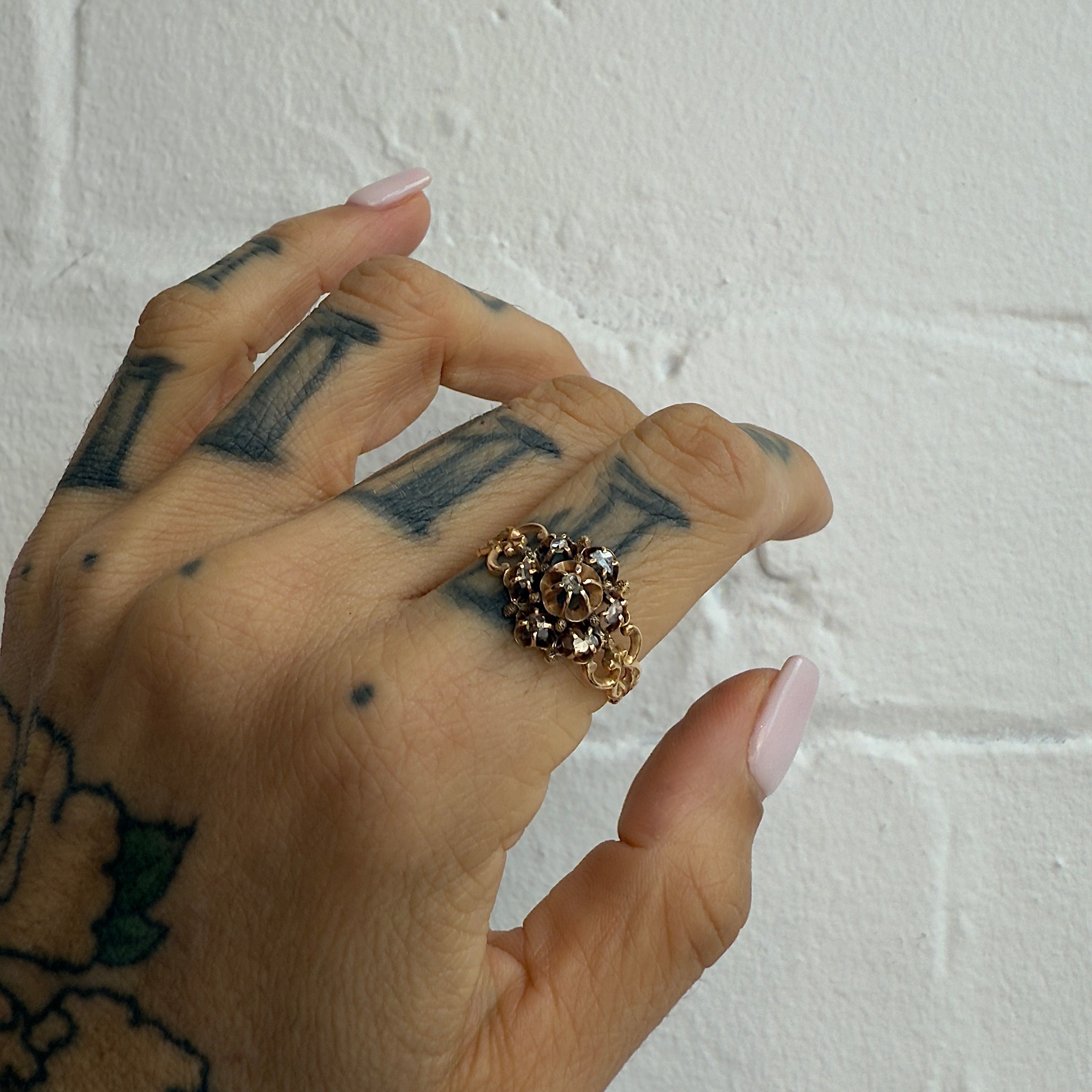 Vintage Bijoux - Antique Italian Diamond Cluster Ring - Circa 1880s