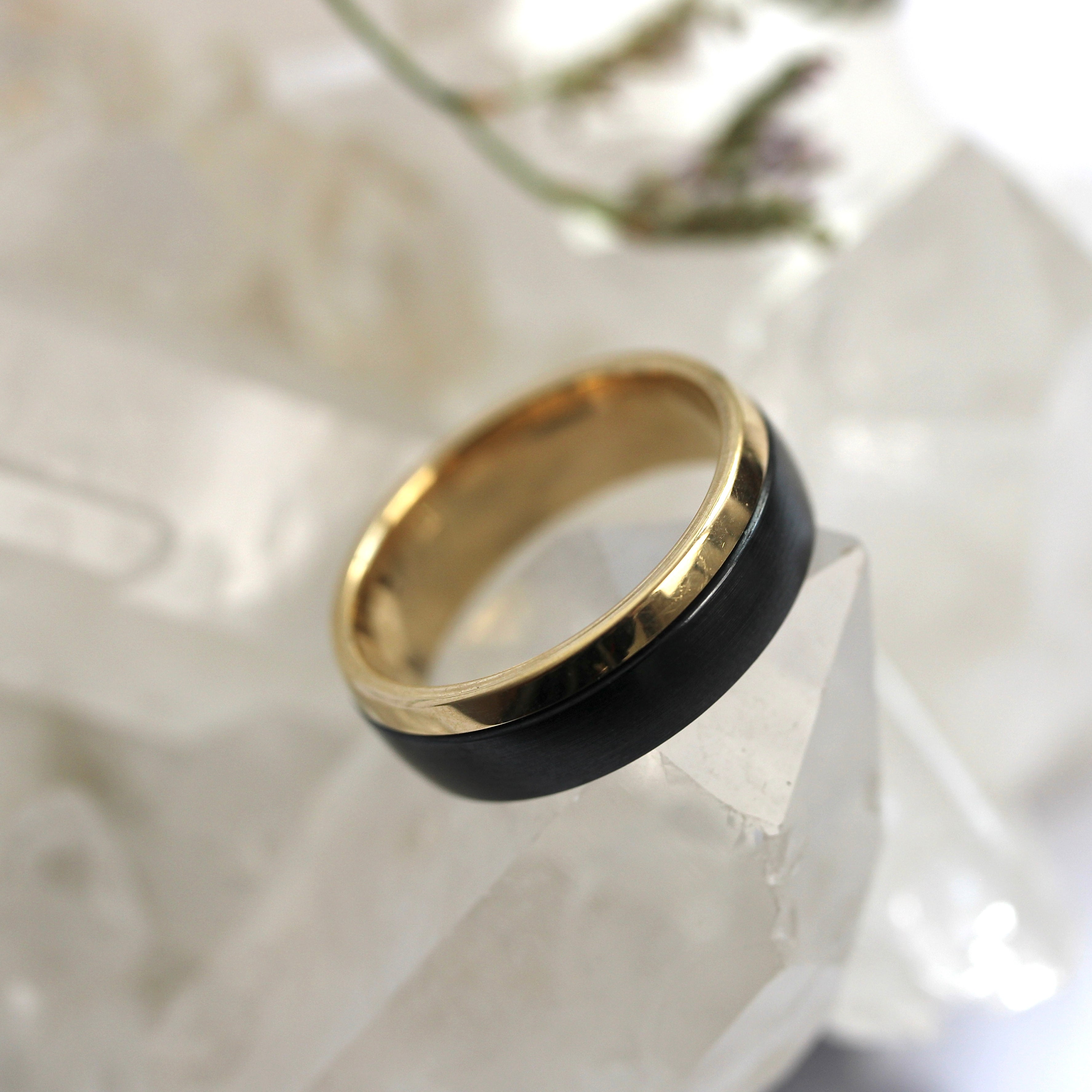 Zirconium + Yellow Gold Edging + Inlay - Ready to Ship