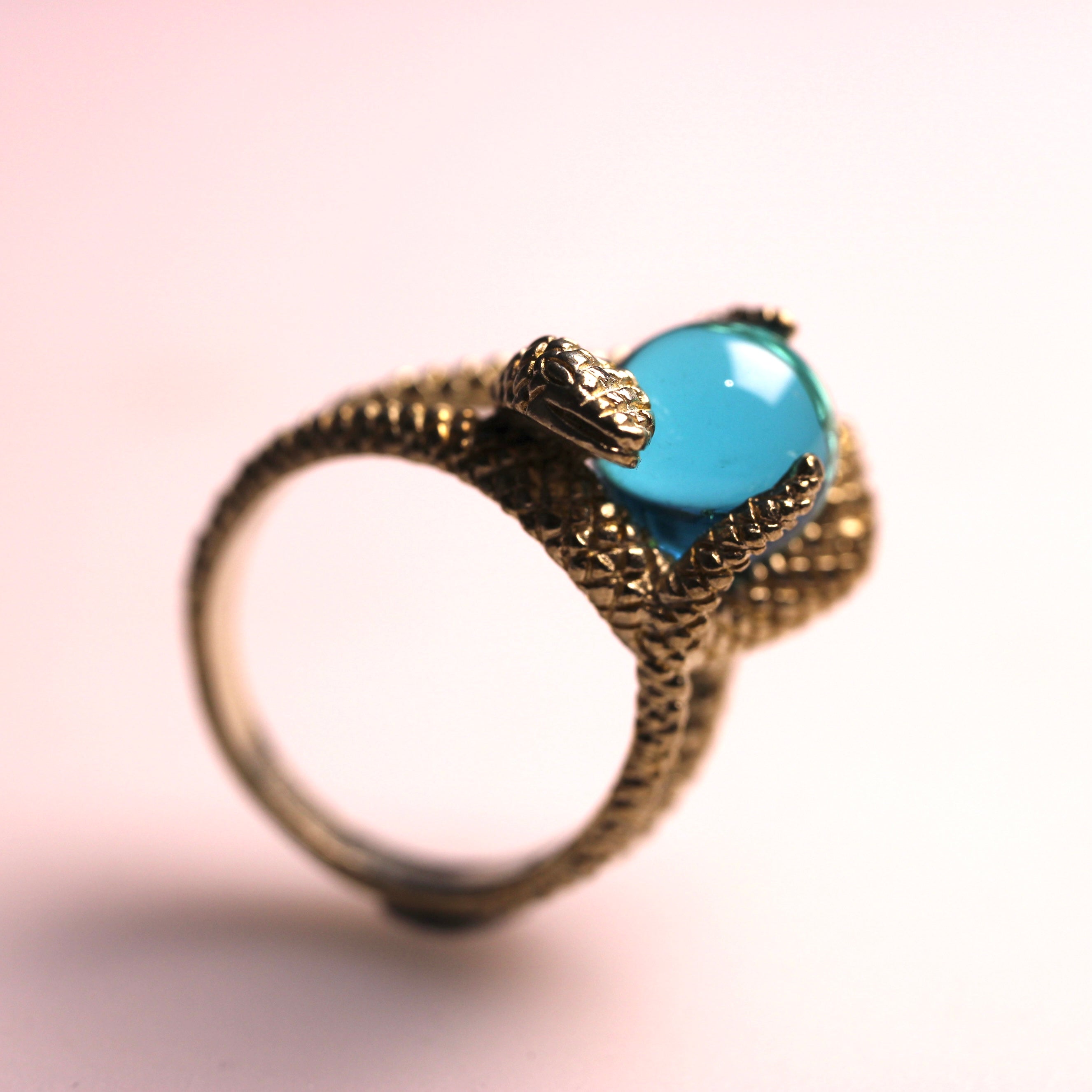 JULY SALE - Thai Coin Ring -Snake and marble - Various Sizes