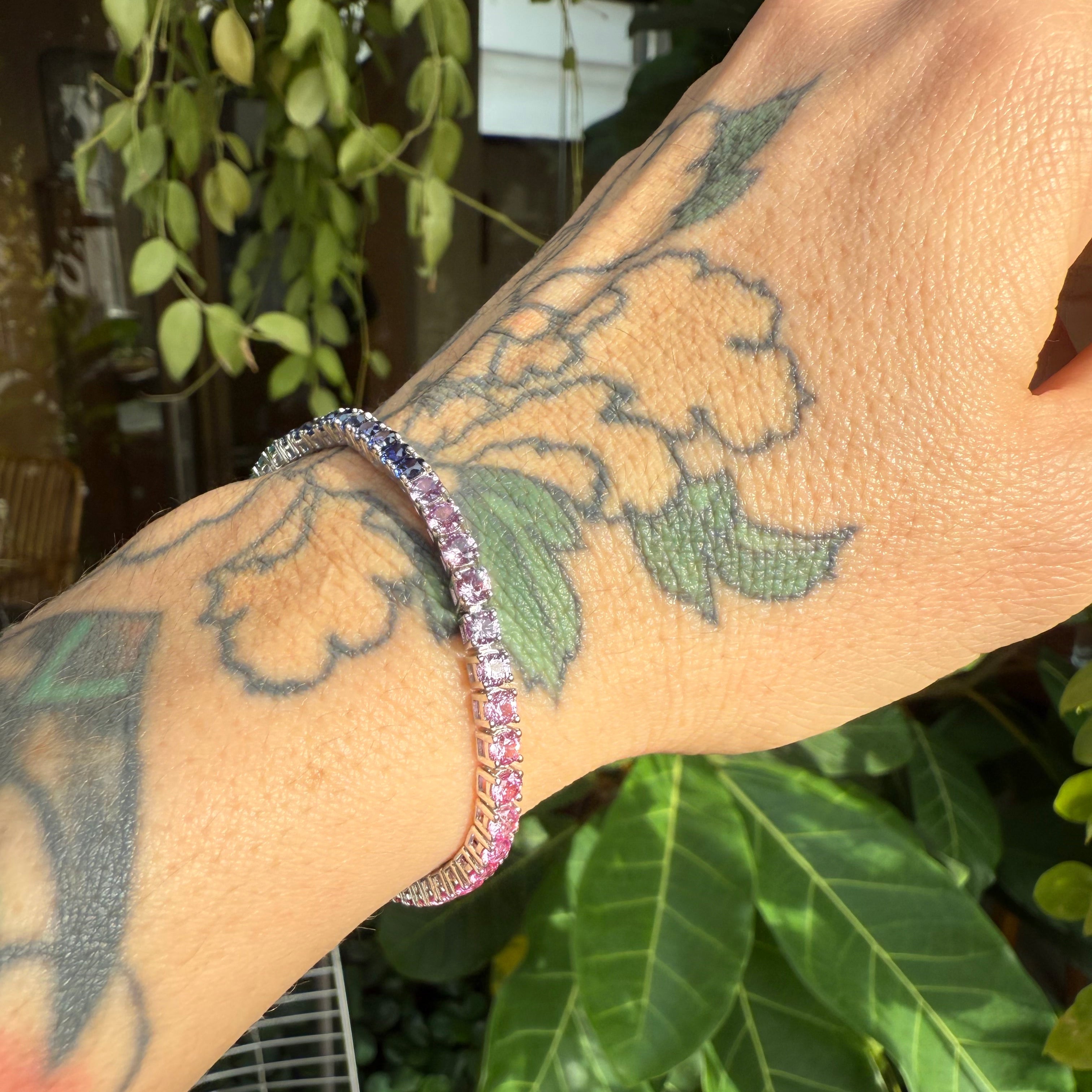 Rainbow Sapphire Tennis Bracelet - Round