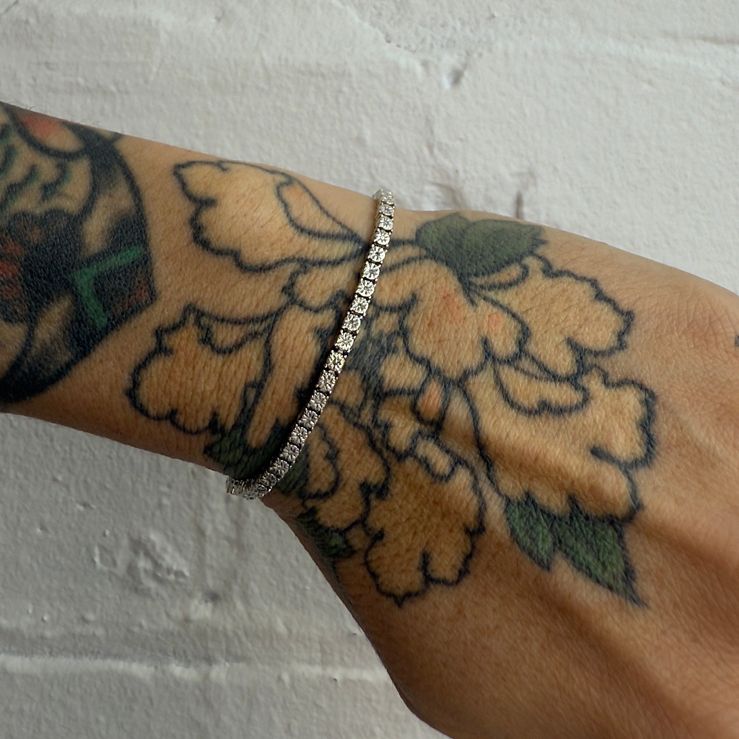 VINTAGE BIJOUX- Sterling Silver Tennis Bracelet - 1980s classic