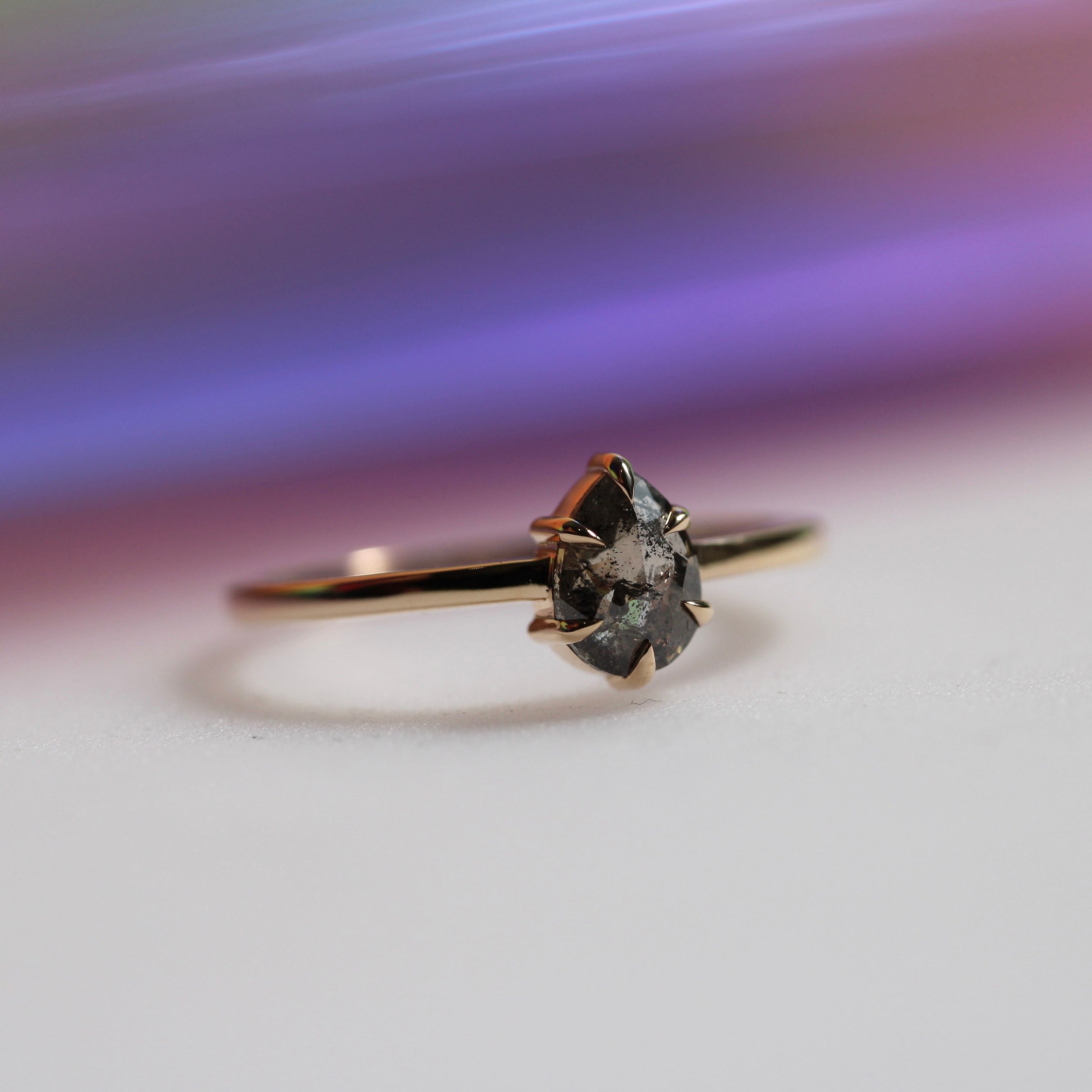 Bespoke - Salt + Pepper 6 Claw Solitaire - Yellow Gold