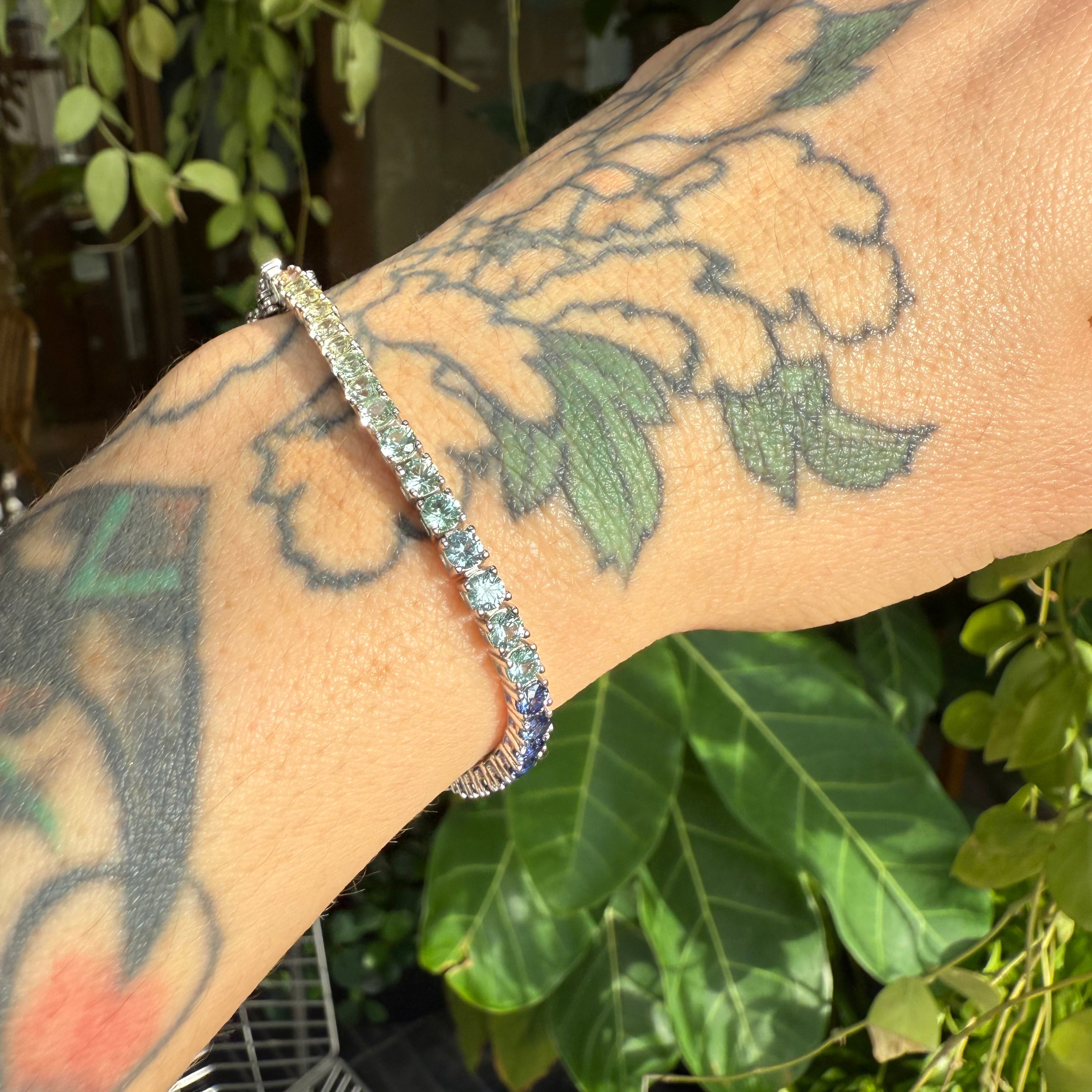 Rainbow Sapphire Tennis Bracelet - Round