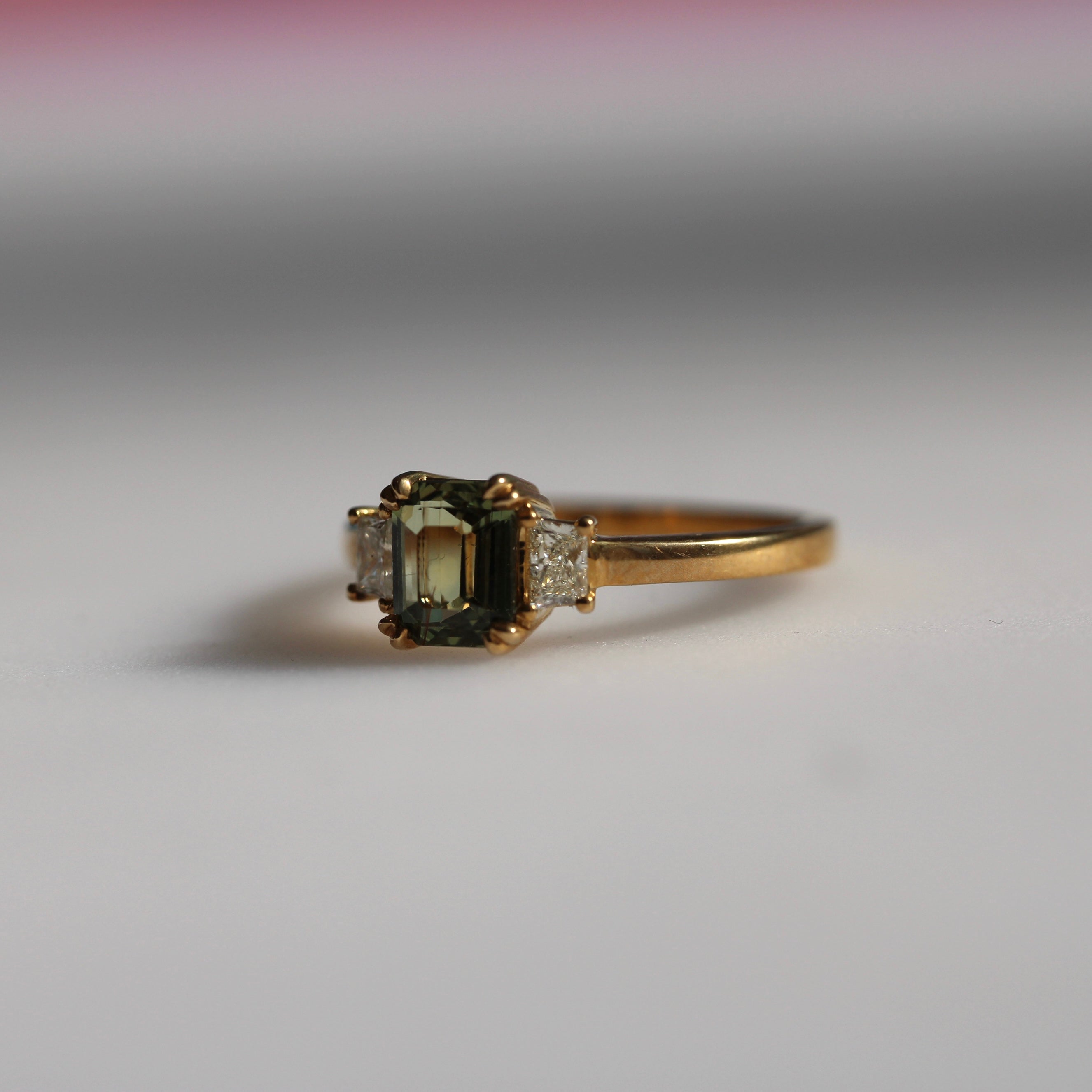 Emerald Cut Green Sapphire Ring – 9ct Yellow Gold - Ready to Ship