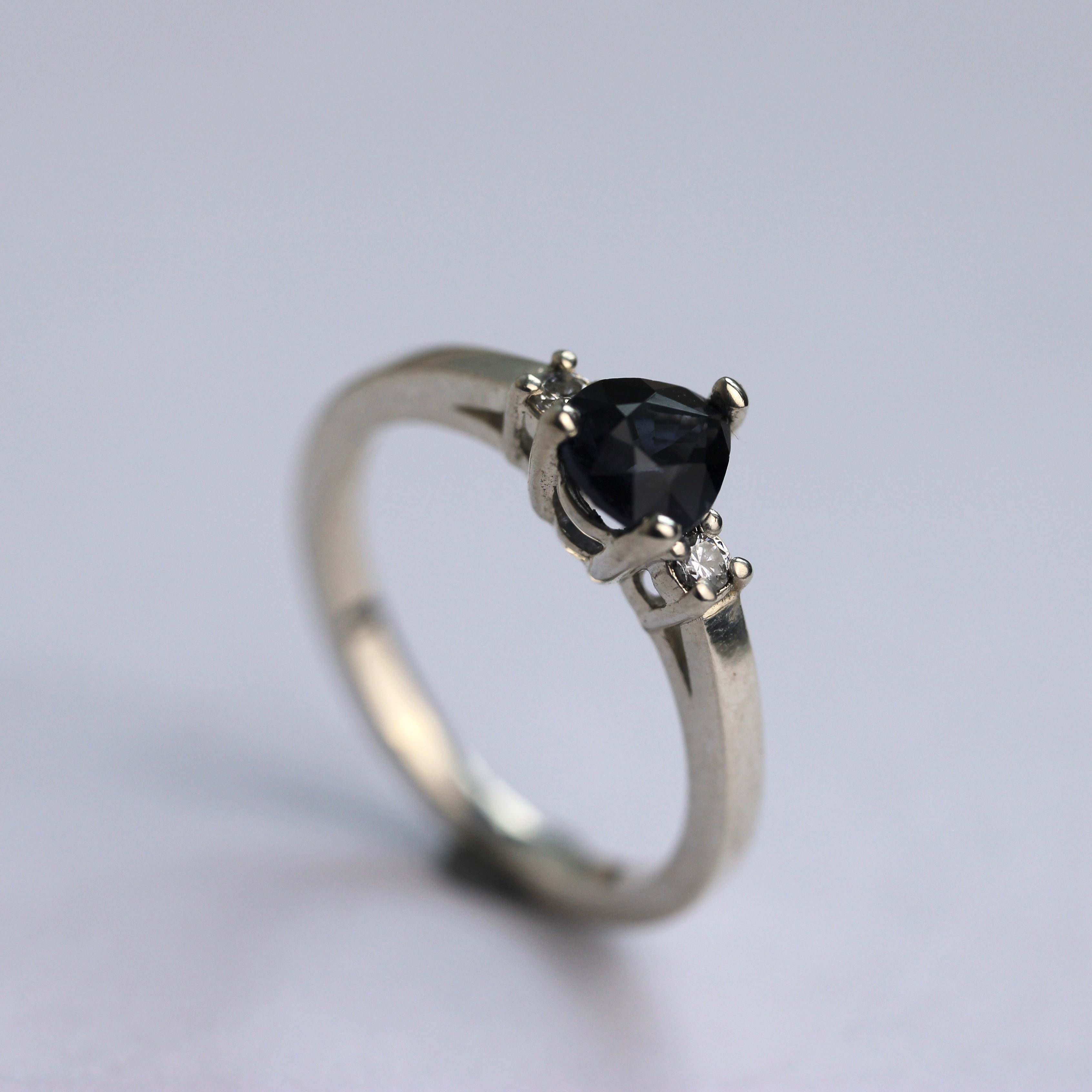JULY SALE - Pear Spinel Trinity - 7 x 5mm Purple Spinel - Sterling Silver - Size N & 1/2