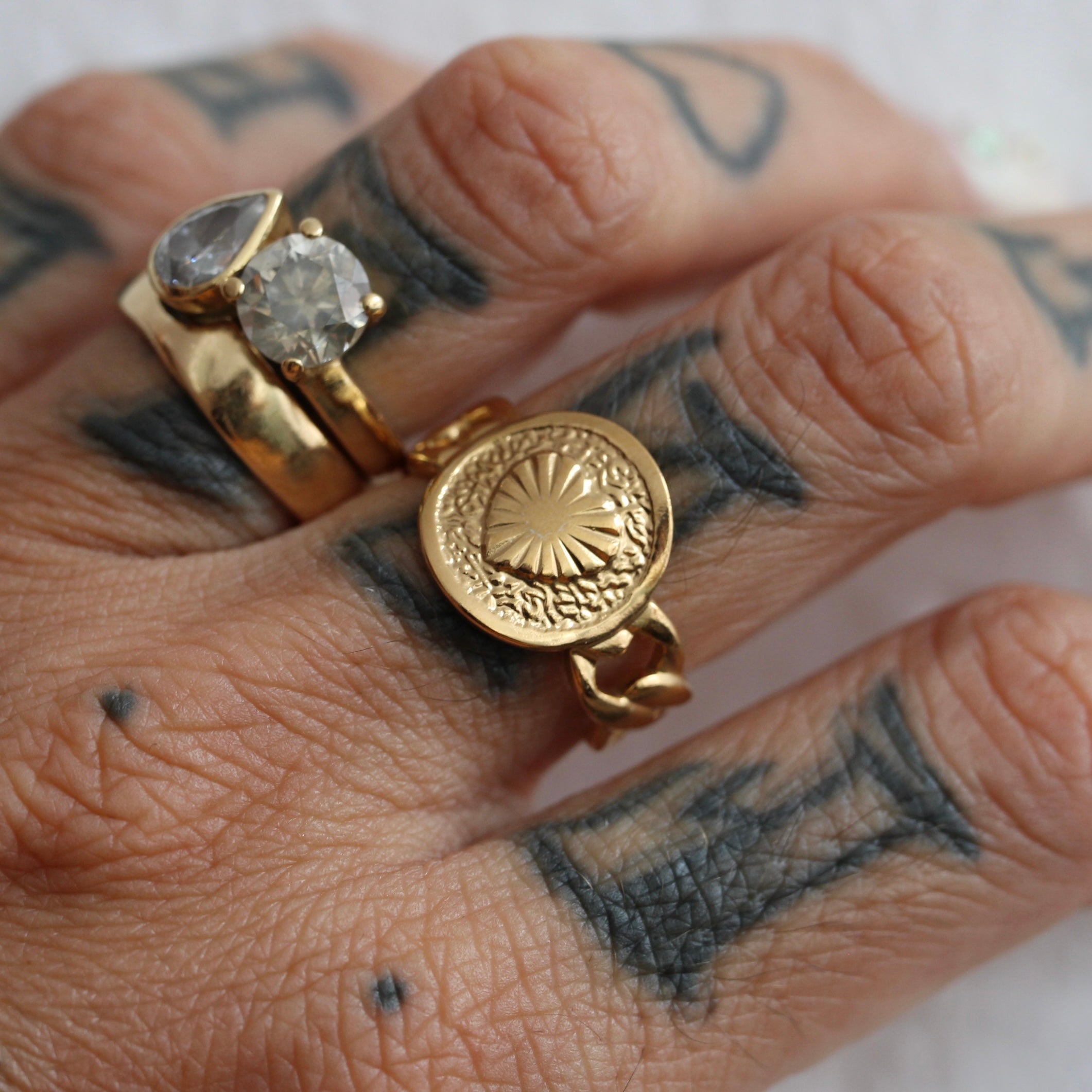 JULY SALE ~ Mega Heart + Chains Ring