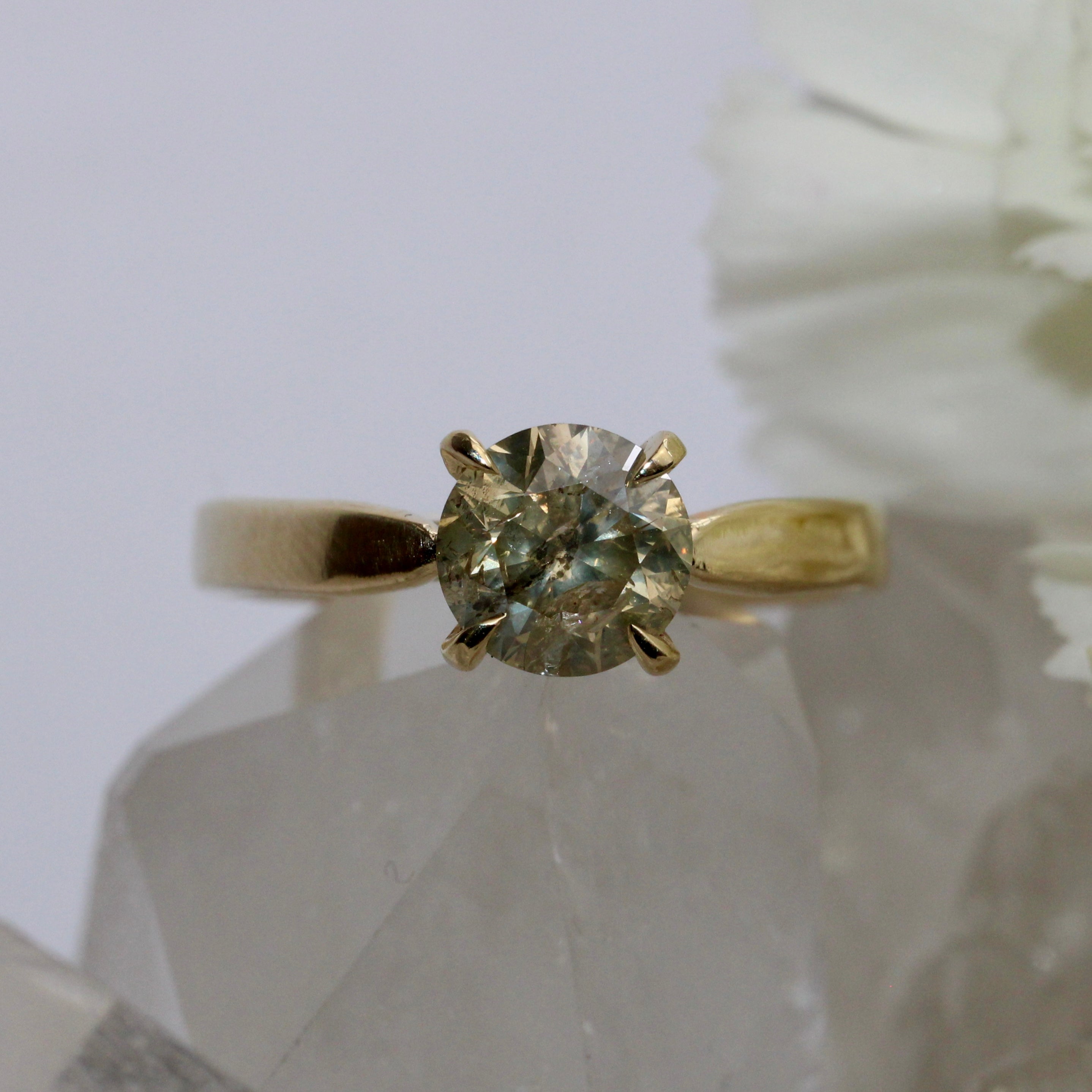 $ALE - 1.35CT Salt & Pepper Diamond Lily Solitaire