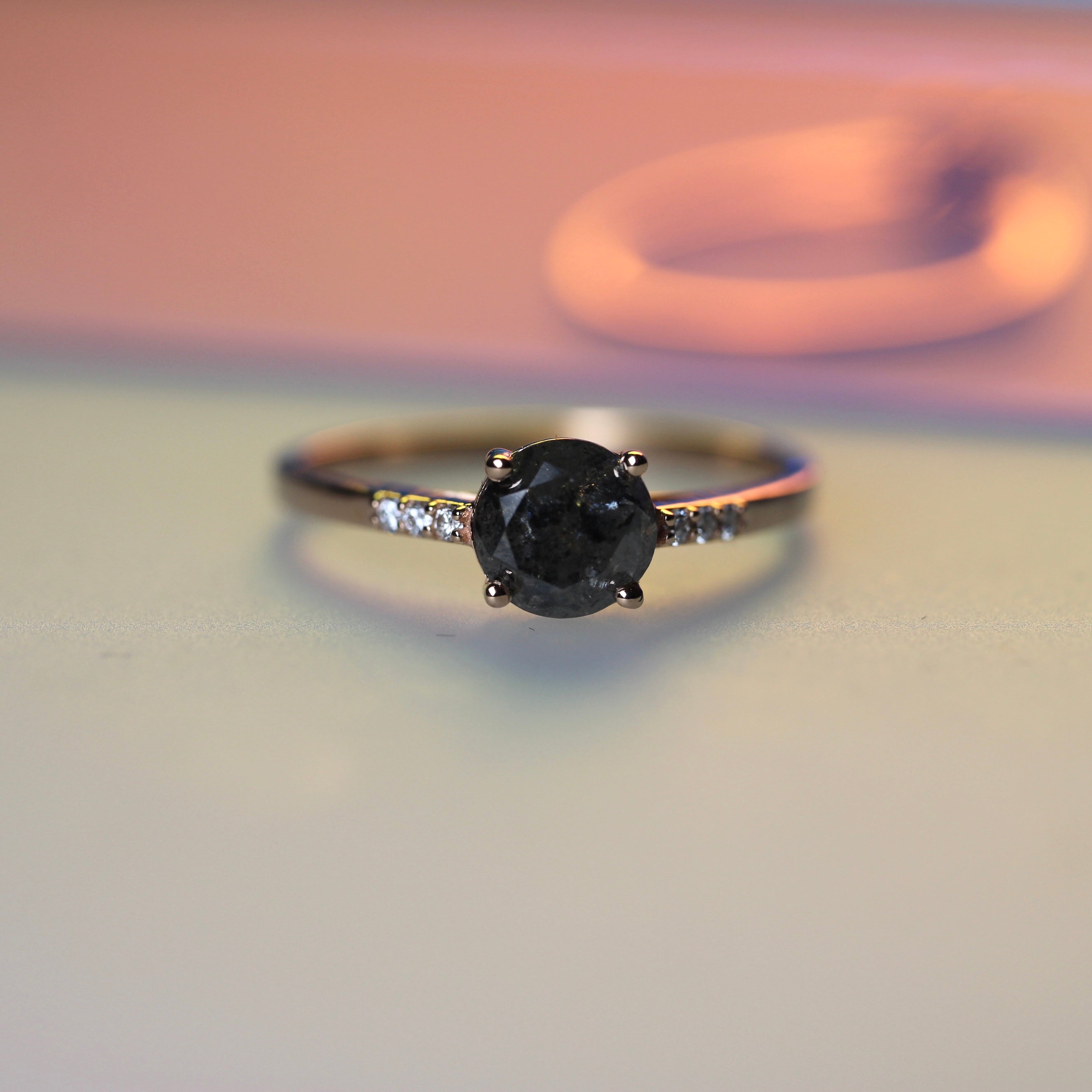 Bespoke - Salt + Pepper Accented Solitaire - Rose Gold