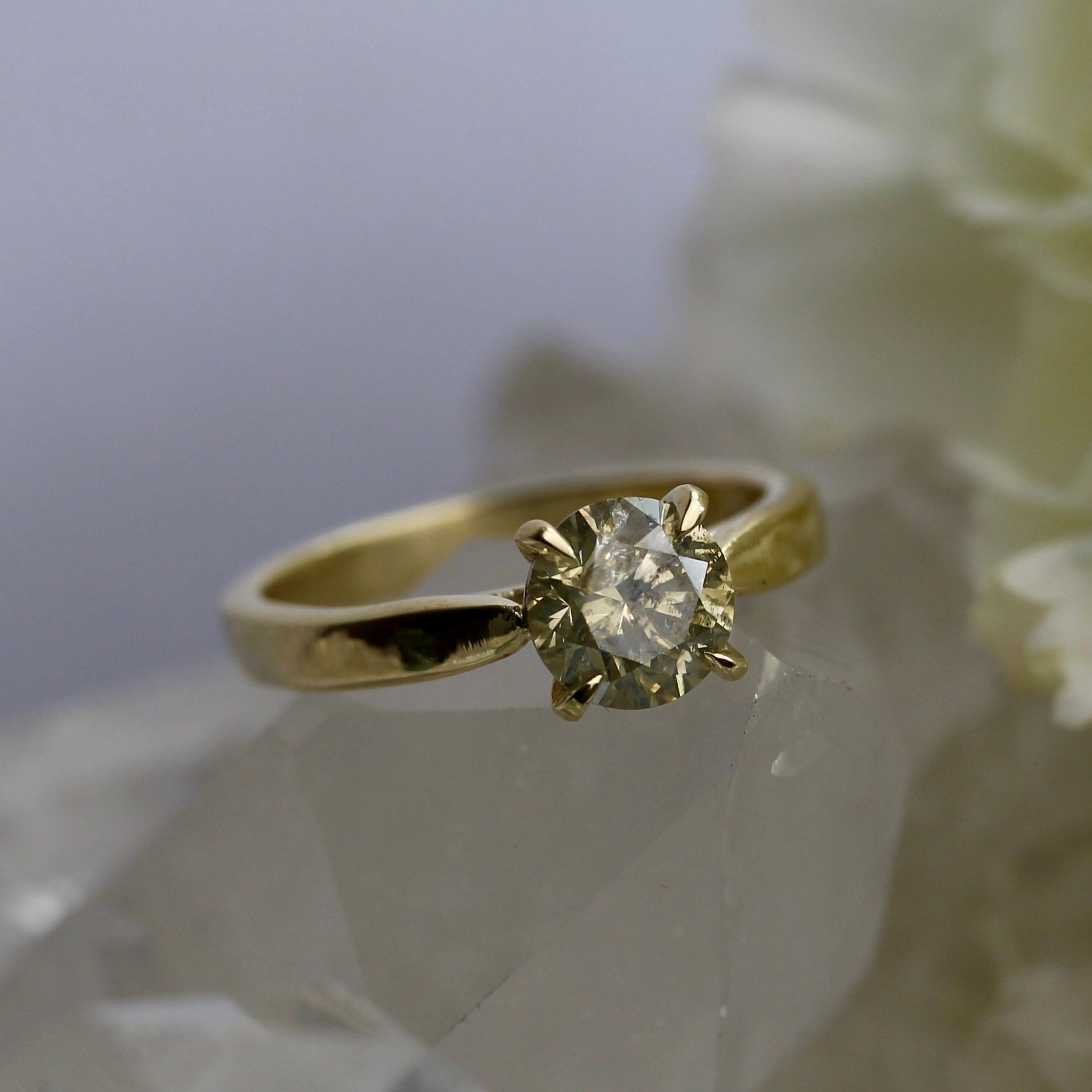 $ALE - 1.35CT Salt & Pepper Diamond Lily Solitaire