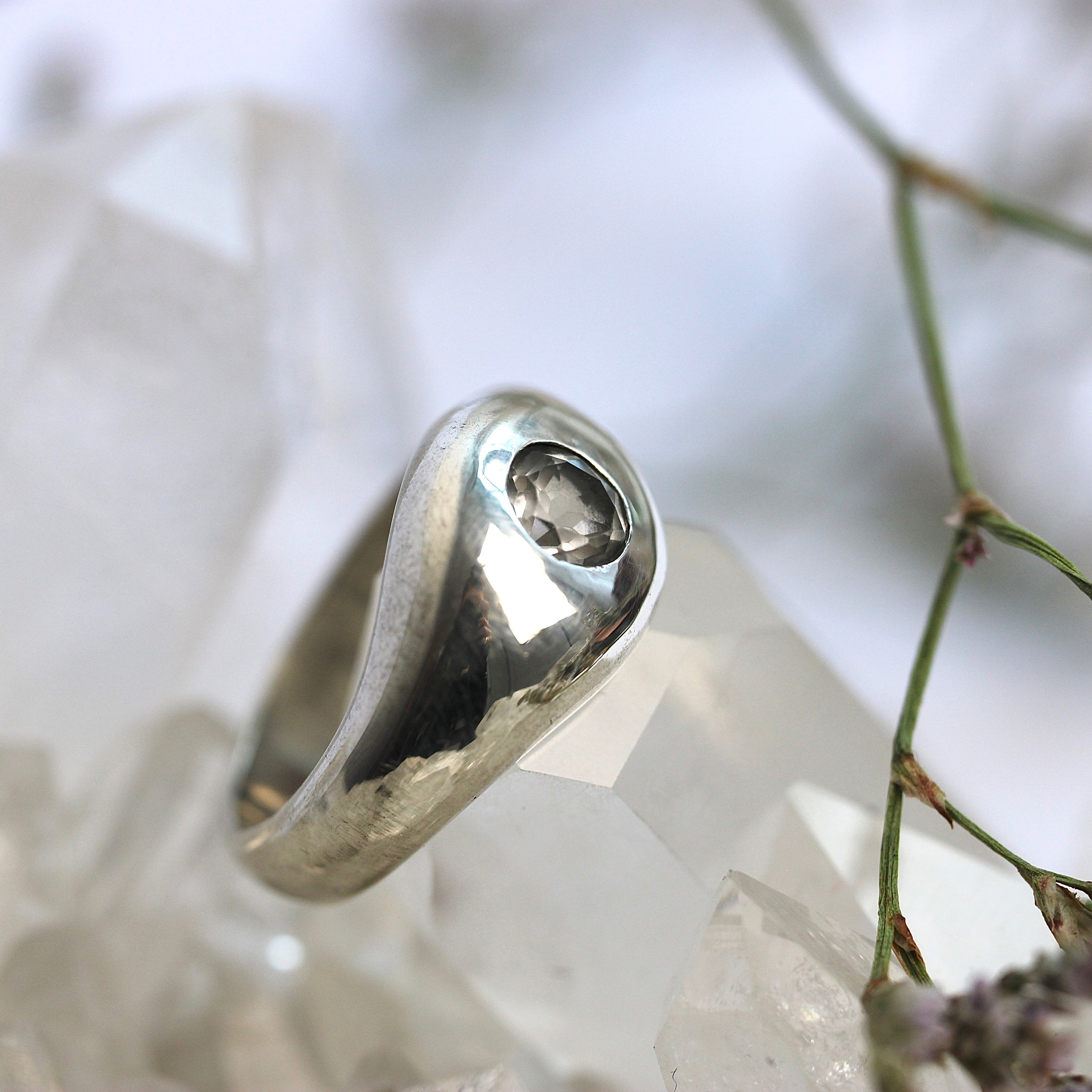 SALE - Dome Ring - Clear Quartz - Sterling Silver - Ready to Ship