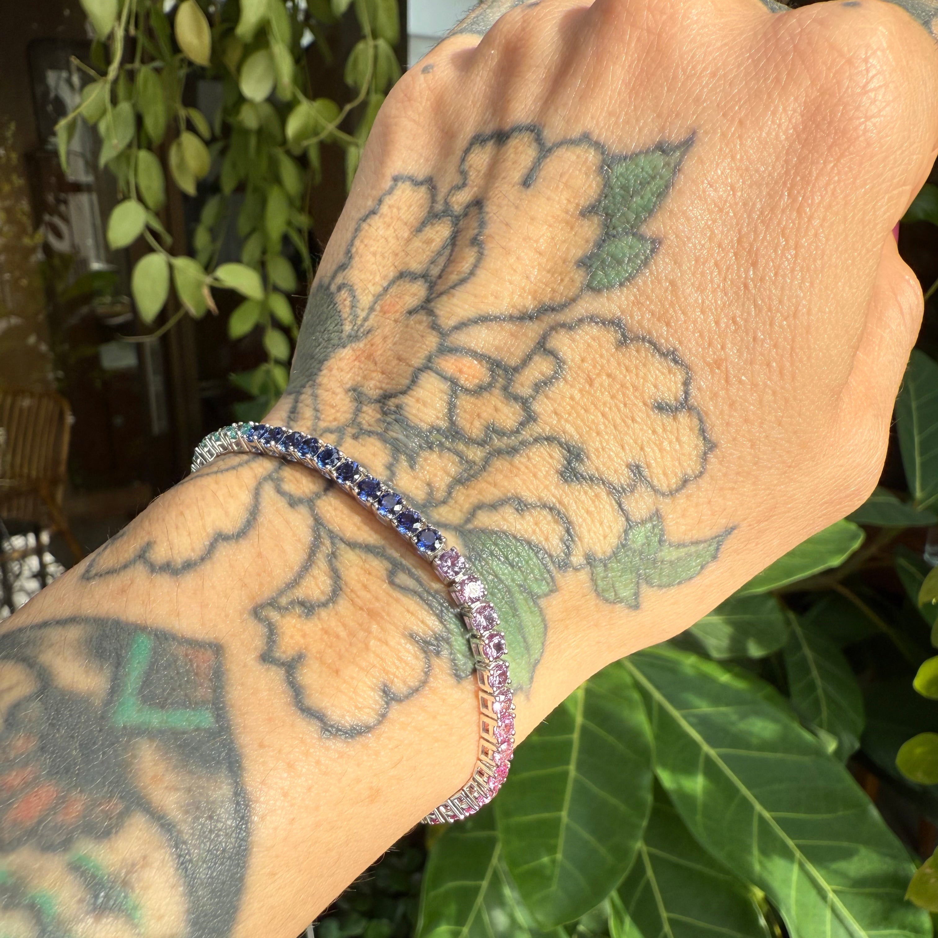 Rainbow Sapphire Tennis Bracelet - Round