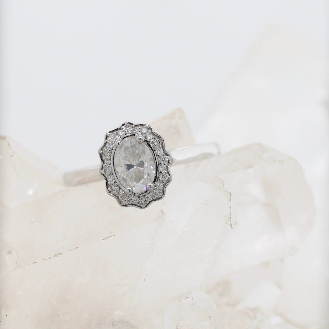 $ALE - Indigo Halo Ring - White Gold - Ready to Ship