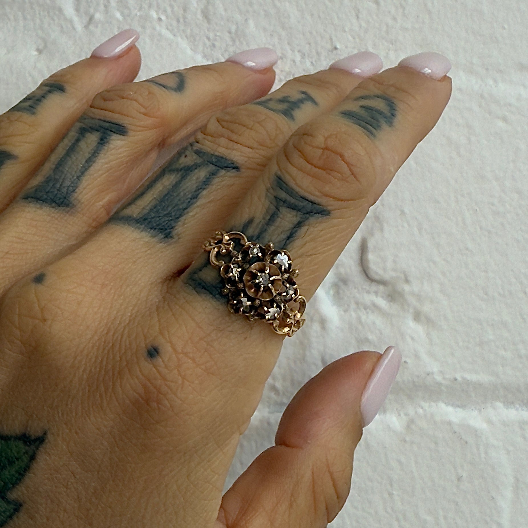 Vintage Bijoux - Antique Italian Diamond Cluster Ring - Circa 1880s