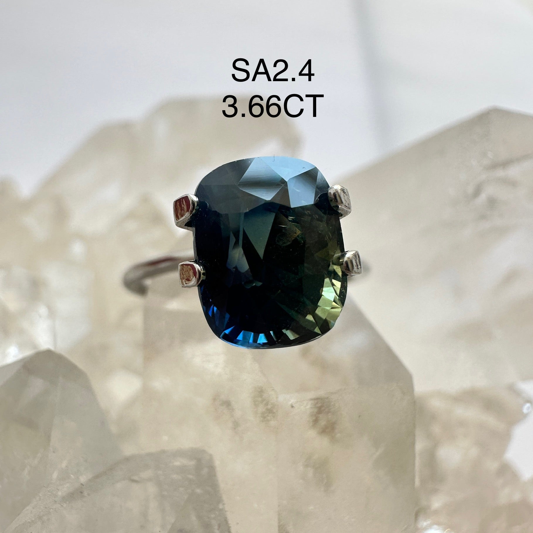 Long cushion cut shaped partii sapphire