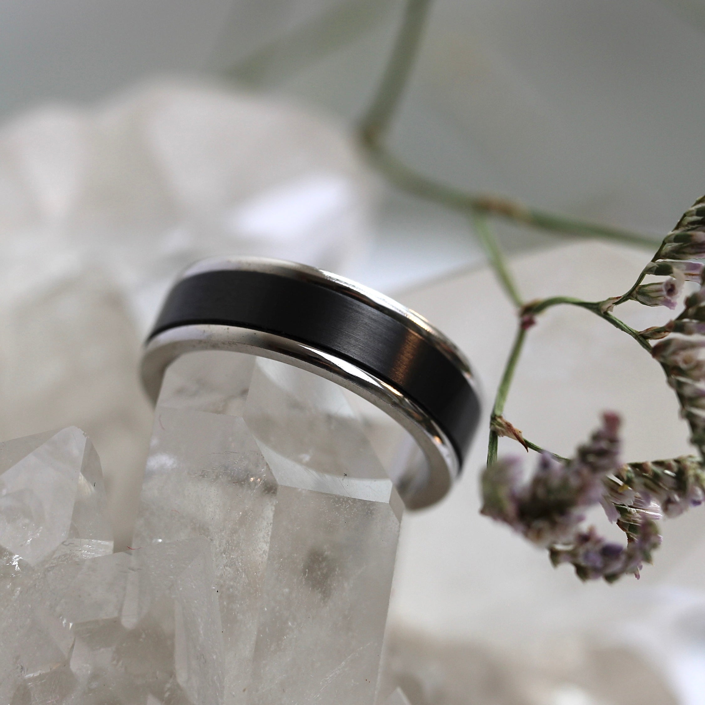 Zirconium Wedders - Silver Lined Band - Ready to Ship