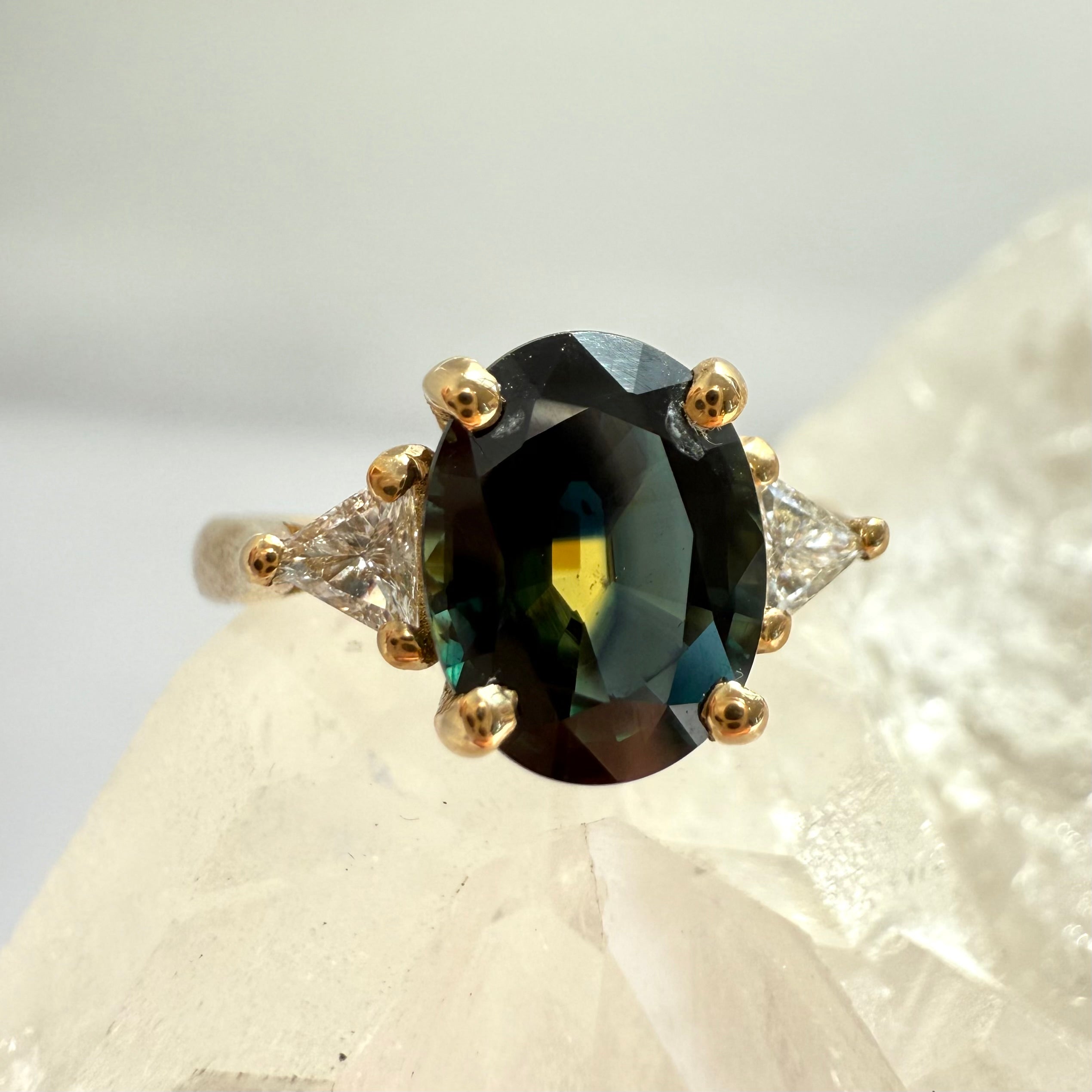$ALE - Partii Sapphire + Trillion White Diamonds - Size H 1/2