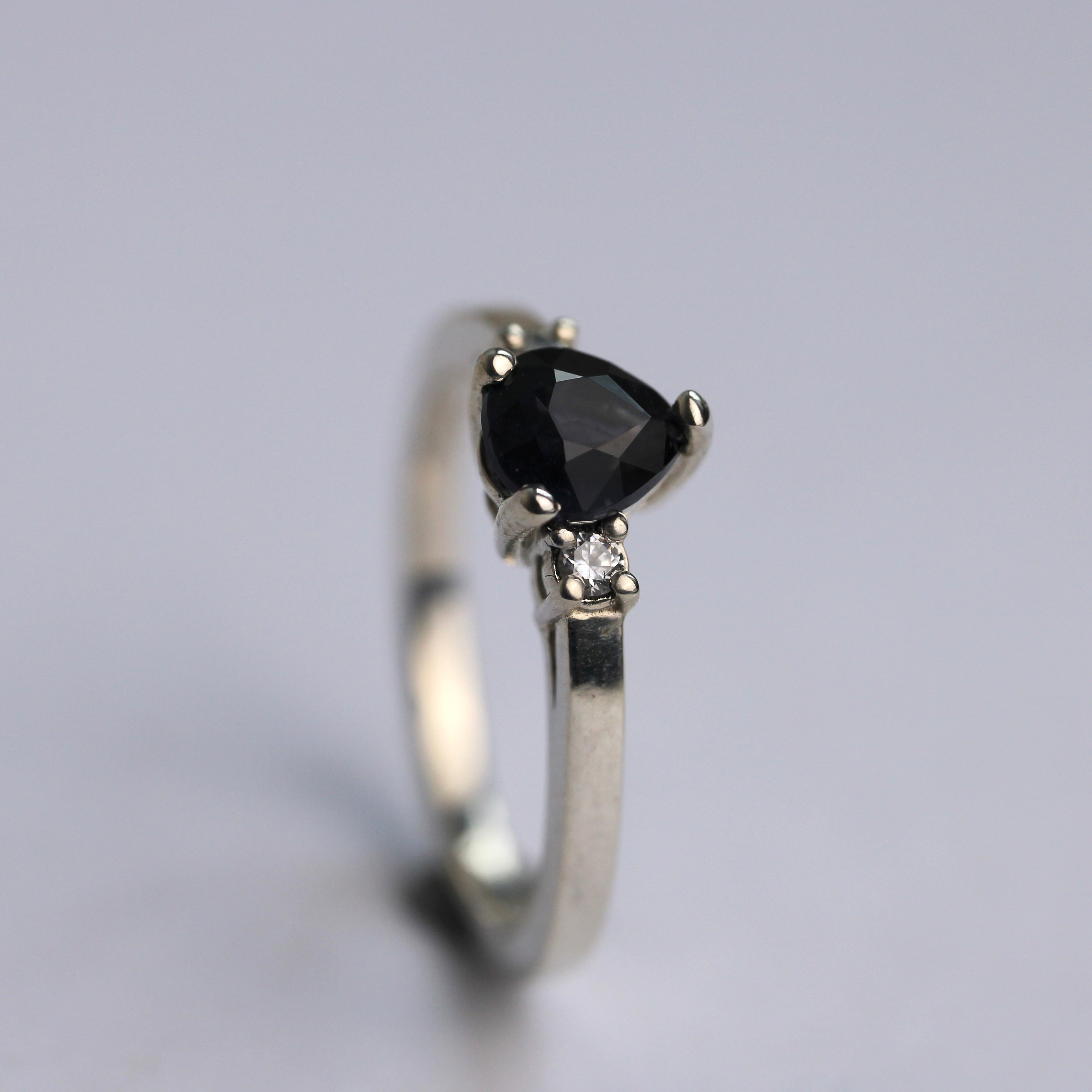 JULY SALE - Pear Spinel Trinity - 7 x 5mm Purple Spinel - Sterling Silver - Size N & 1/2