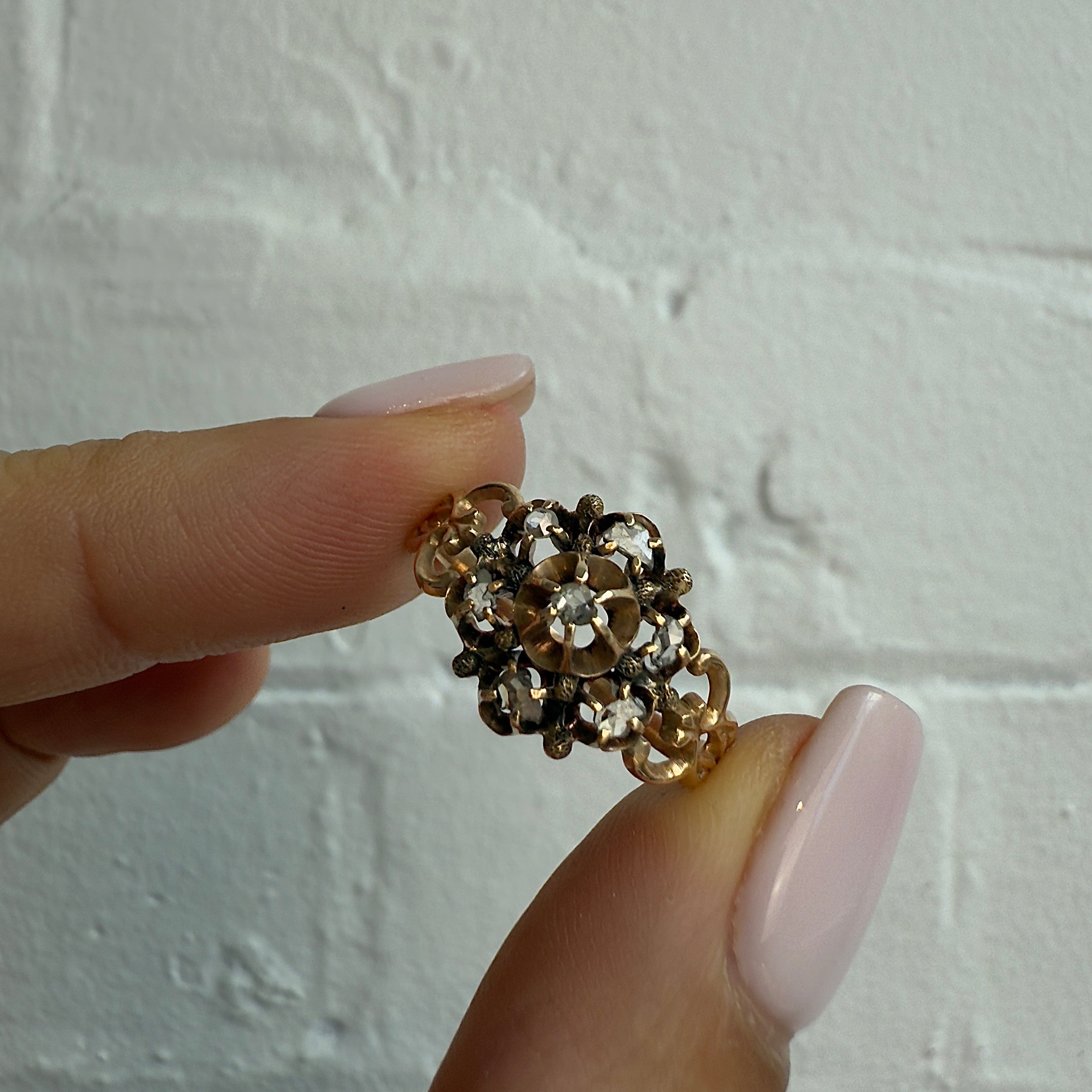 Vintage Bijoux - Antique Italian Diamond Cluster Ring - Circa 1880s