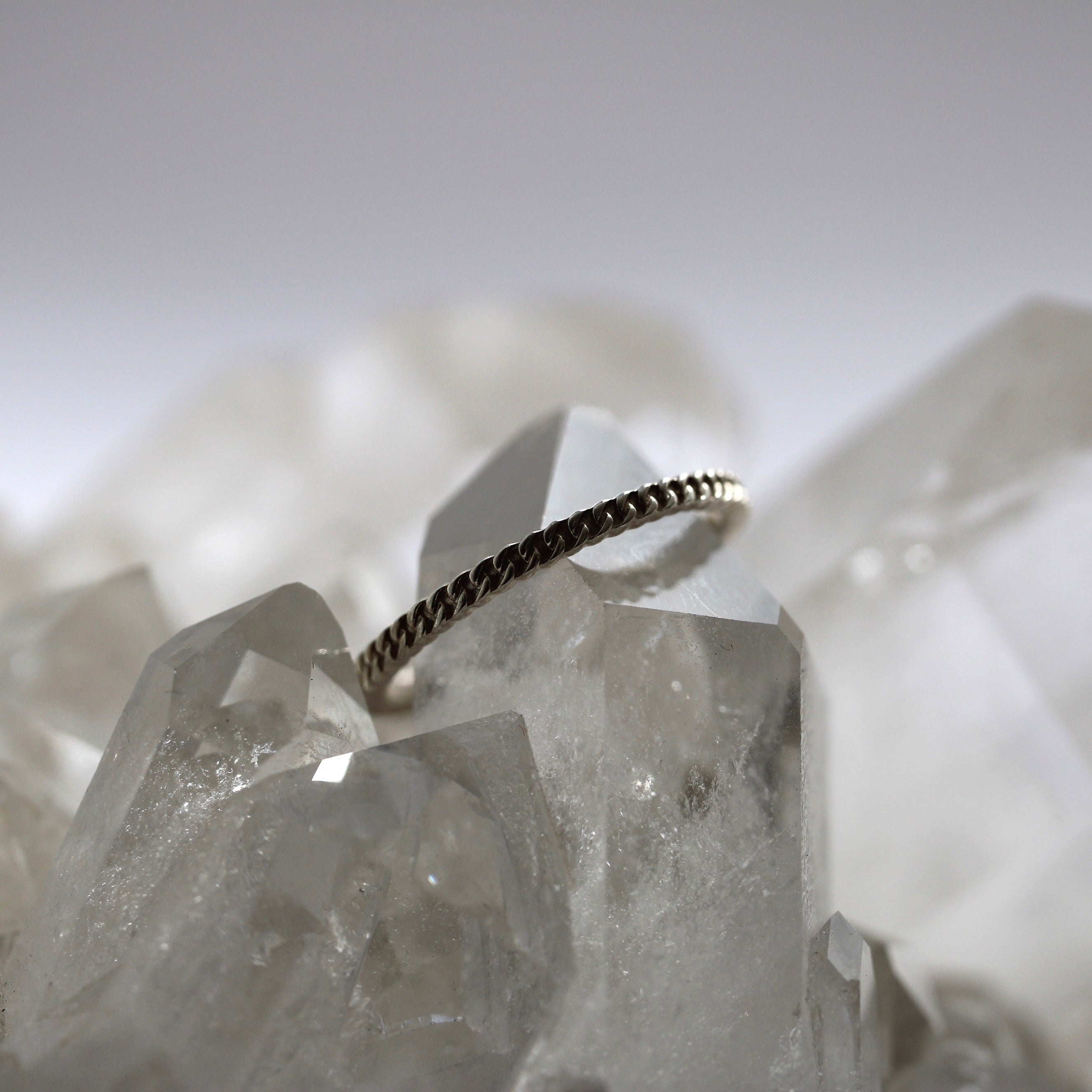 SALE - Fine Chain Band - Sterling Silver - Size P