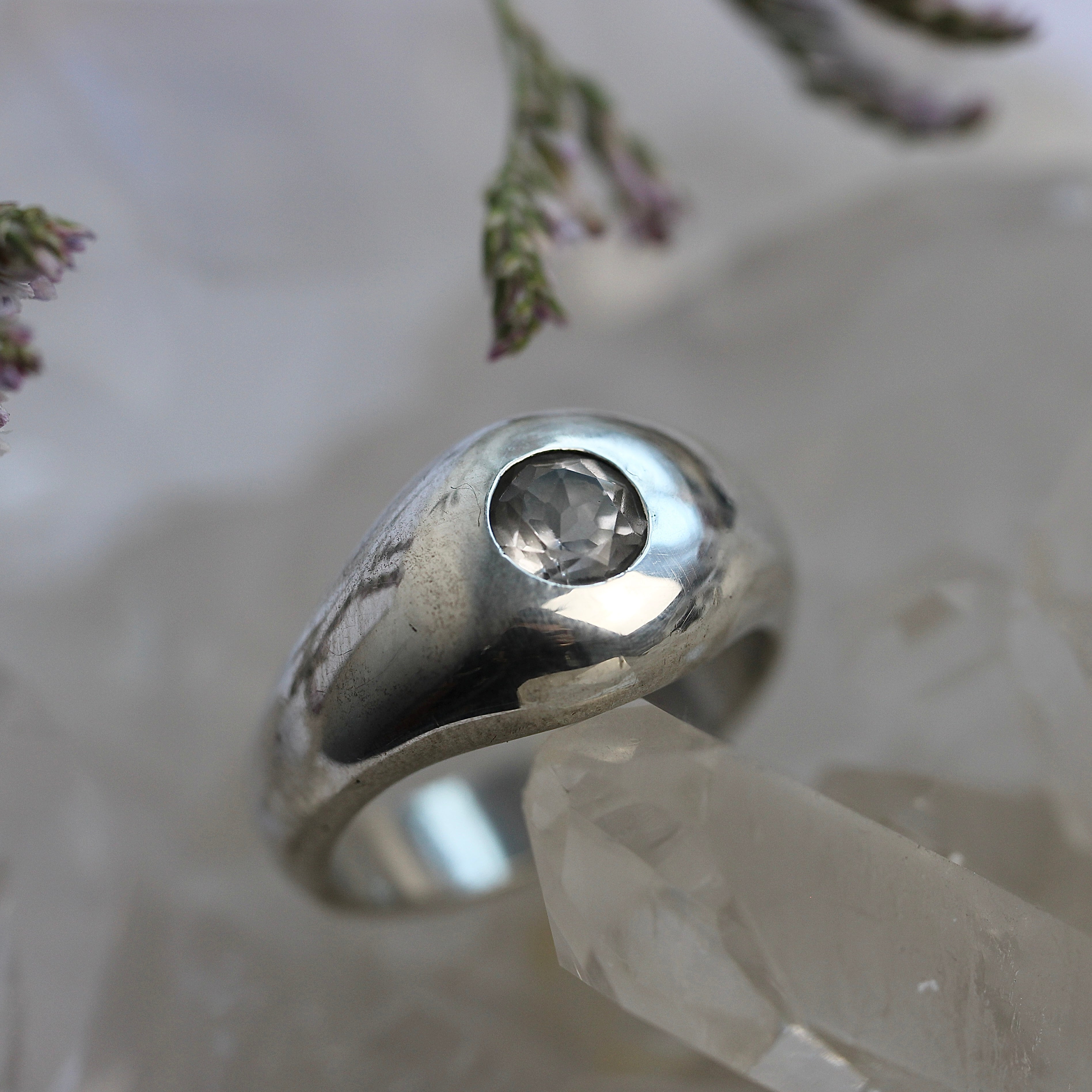 SALE - Dome Ring - Clear Quartz - Sterling Silver - Ready to Ship