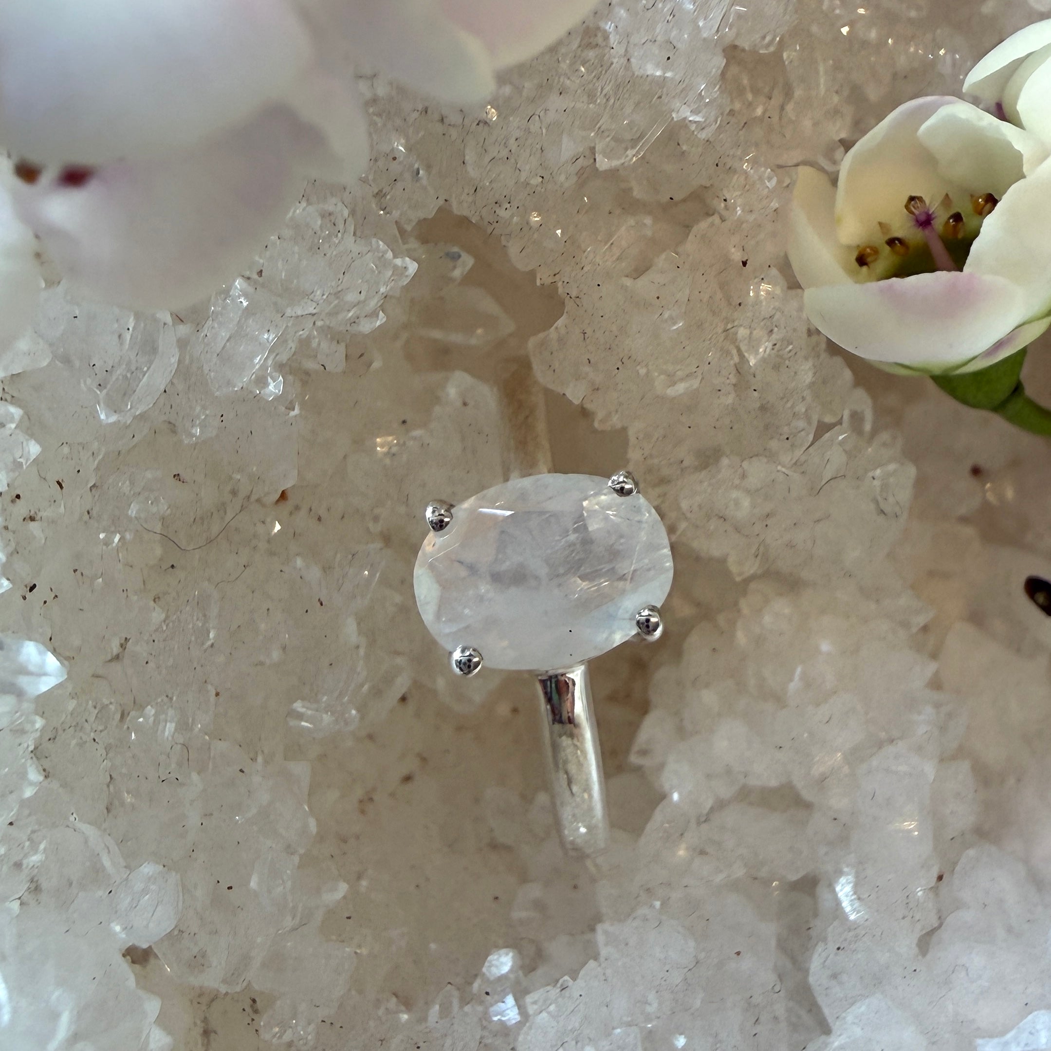 JULY SALE - Oval Moonstone Ring Size 6, 7, 8