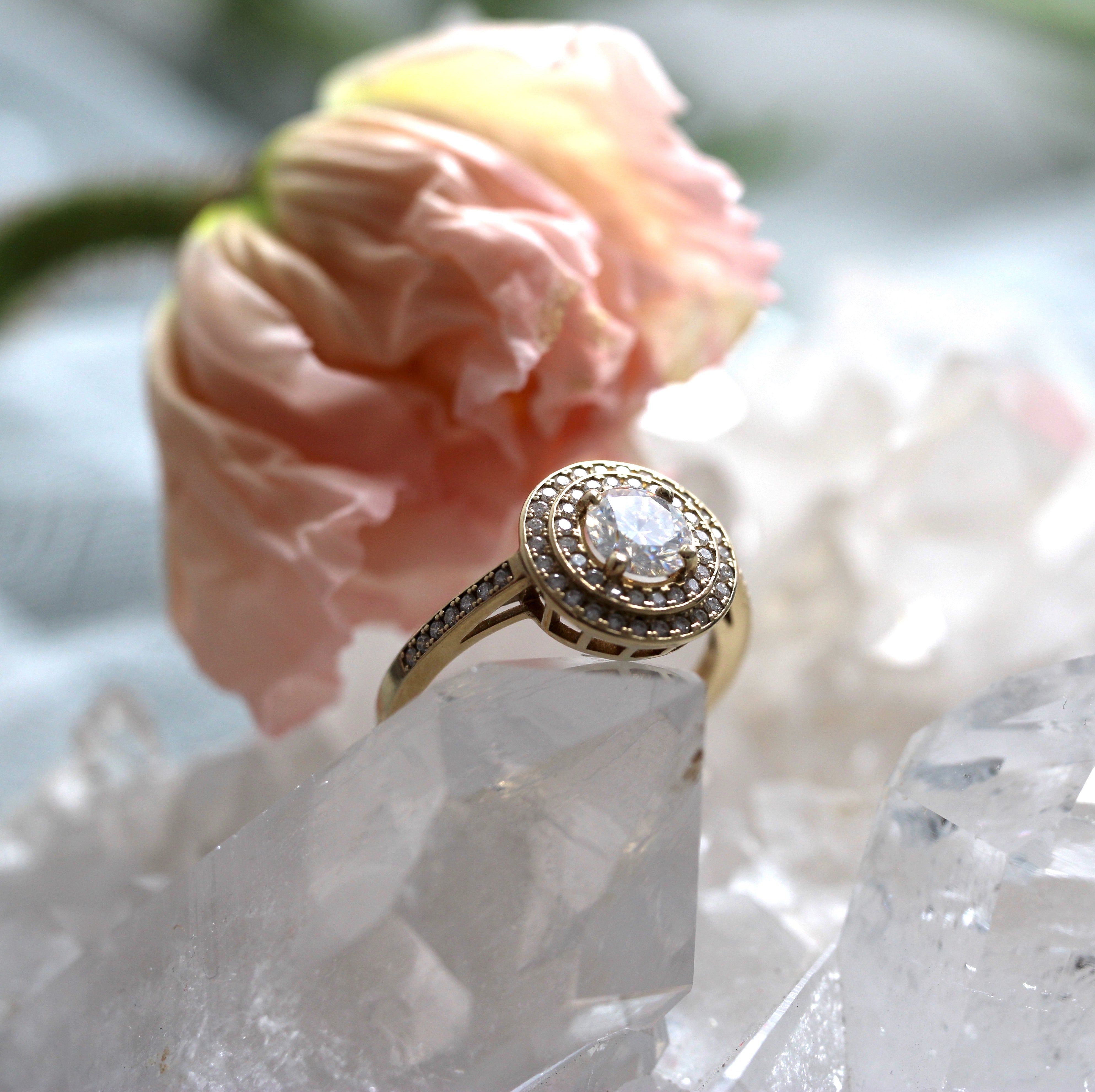 Double Halo - Moissanite - Yellow Gold - Ready to Ship