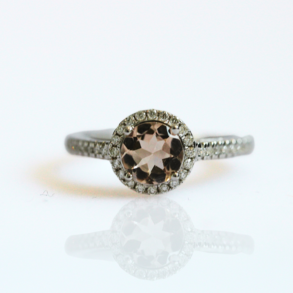 SALE - 6MM Morganite Halo