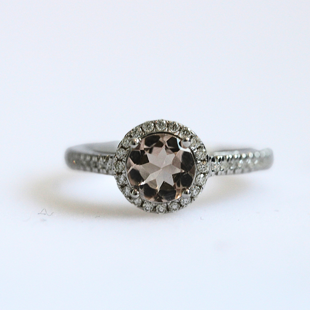 SALE - 6MM Morganite Halo
