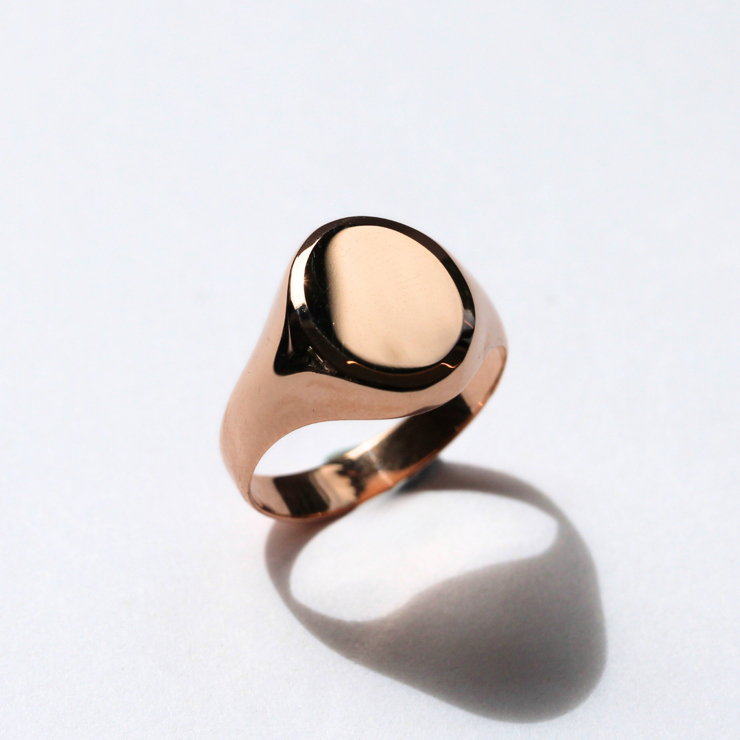 SALE - Hollow 14K Rose Gold Signet - Size N 1/2