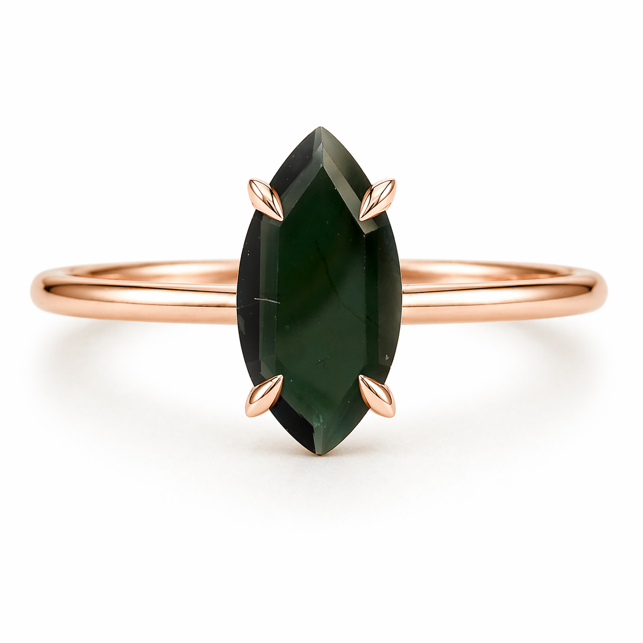 Teal Australian sapphire portrait marquise engagement ring in spikey claw setting handcrafted in Melbourne