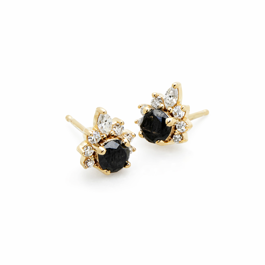 amina_Gold_earrings_with_black_diamond_and_diamonds - bridal earrings