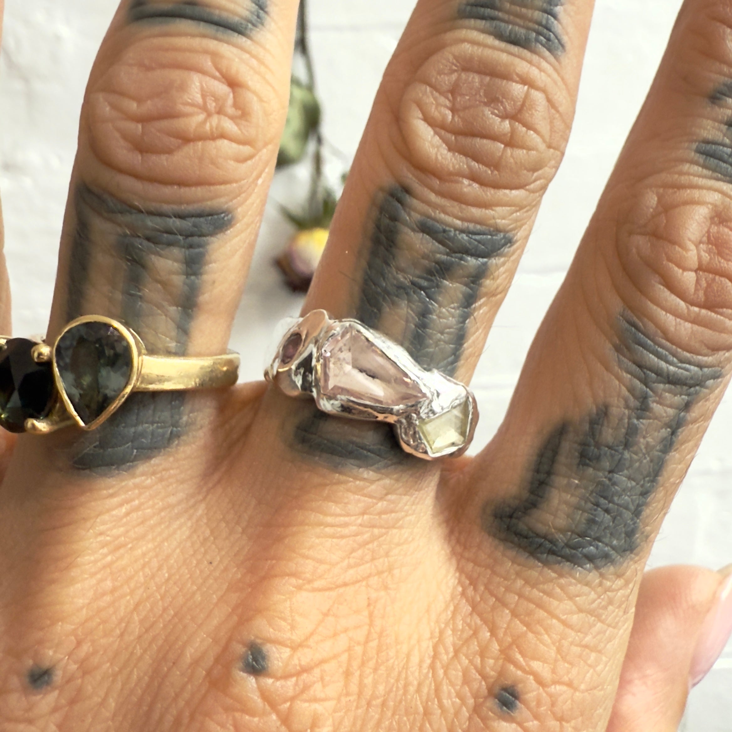 Handcrafted pink gemstone ring in sterling silver from the Juicebox Jewels collection.