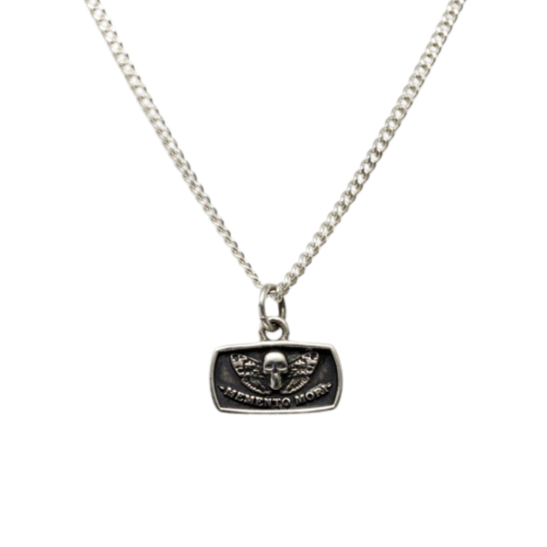 death moth memento mori necklace pendant in sterling silver