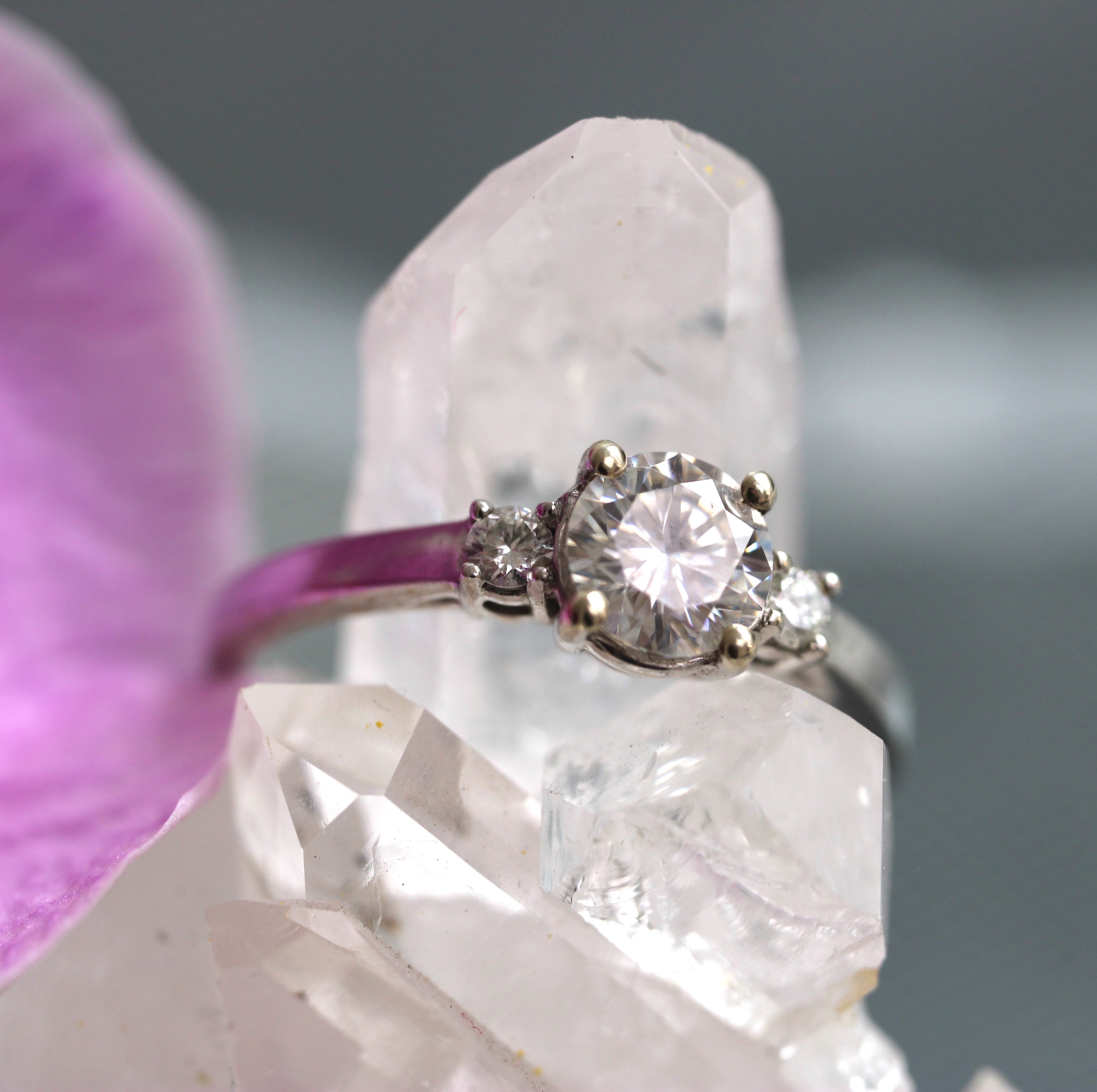 Handcrafted moissanite engagement ring by Windfall Jewellery Australia