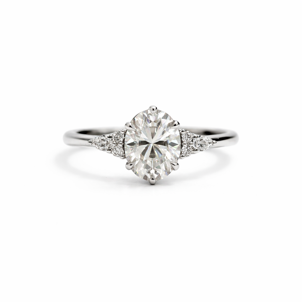 Diamond ring with a white background