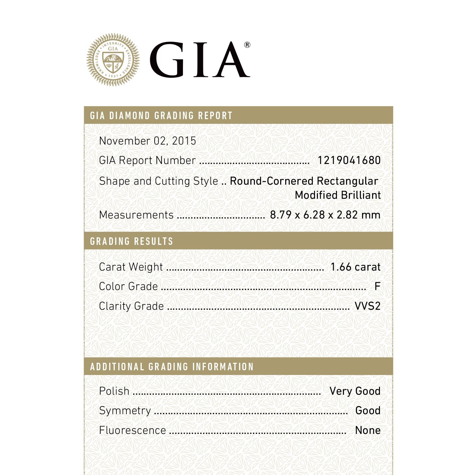 1.66ct 8.78x6.28x2.80mm GIA VVS2 F Cushion Rosecut 18074-01