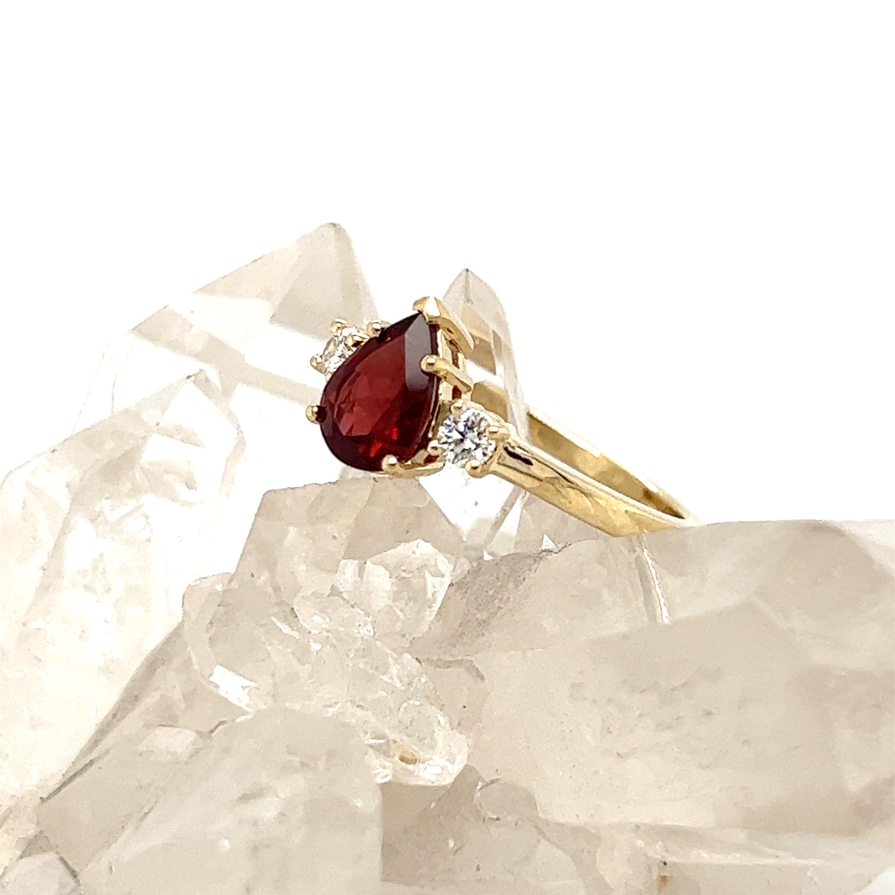 Pear Trinity - Garnet - Yellow Gold - Ready to Ship