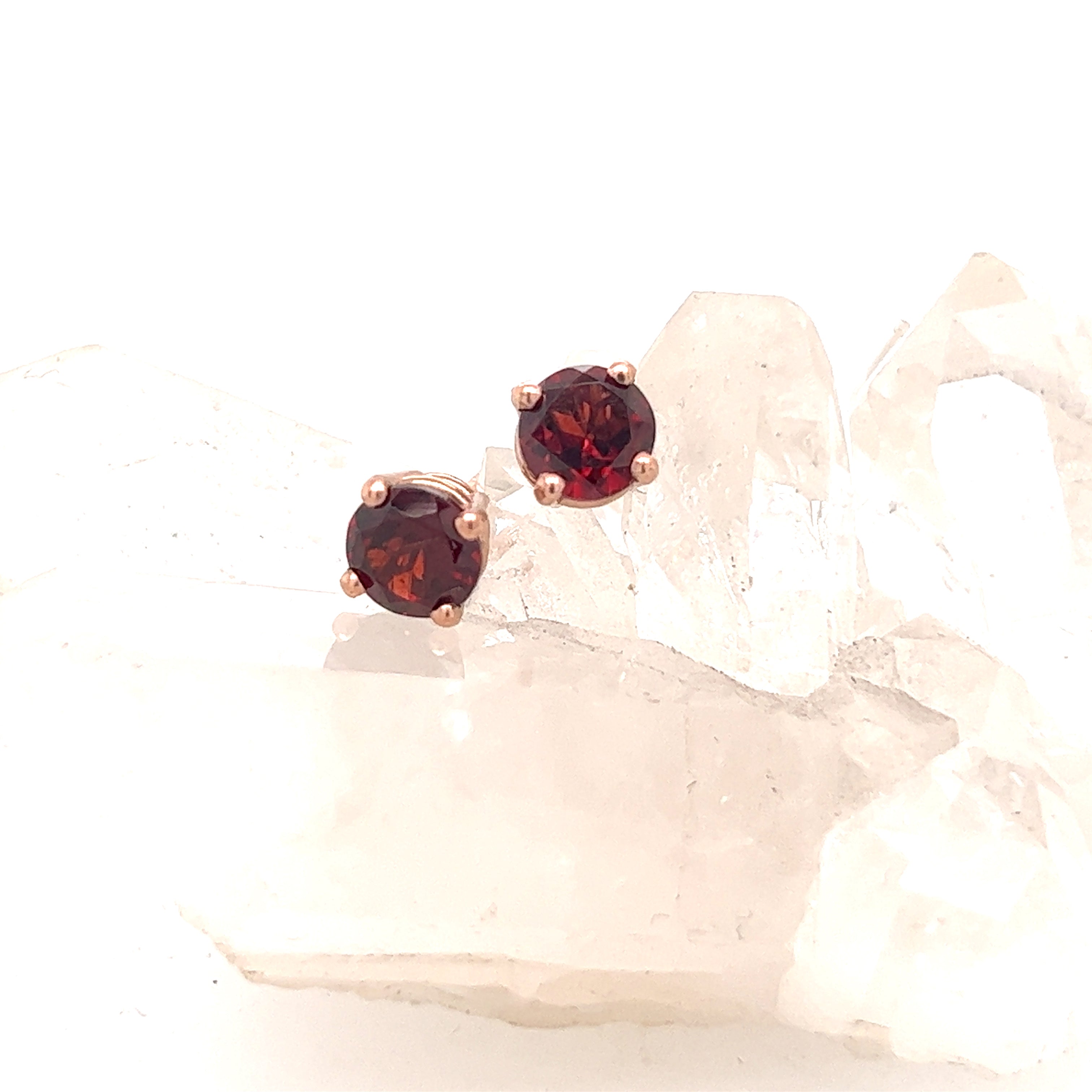 Garnet Earrings - 6mm - Rose Gold - Ready to Ship