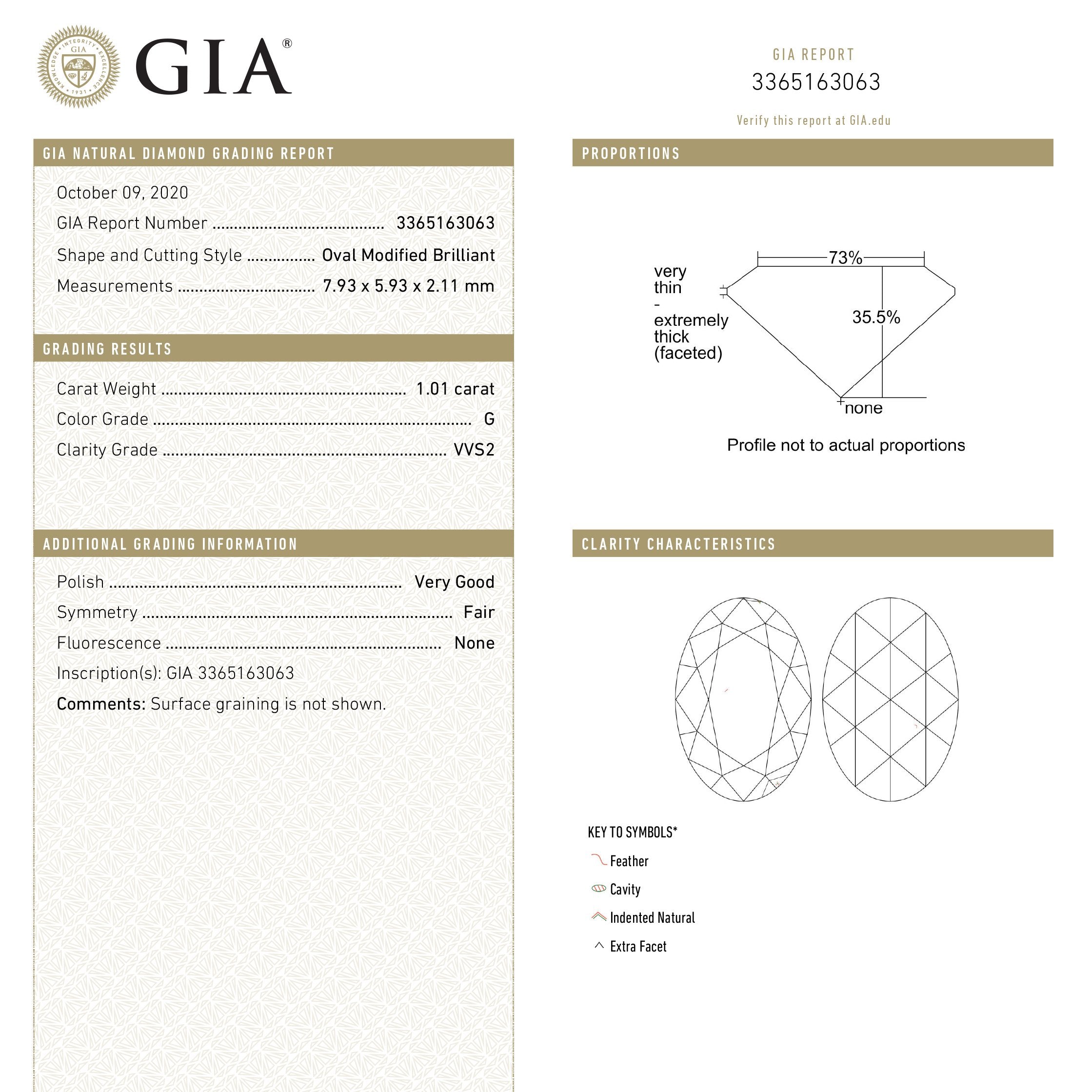 1.01ct 7.93x5.93x2.11mm GIA VVS2 G Oval Rosecut 18601-03