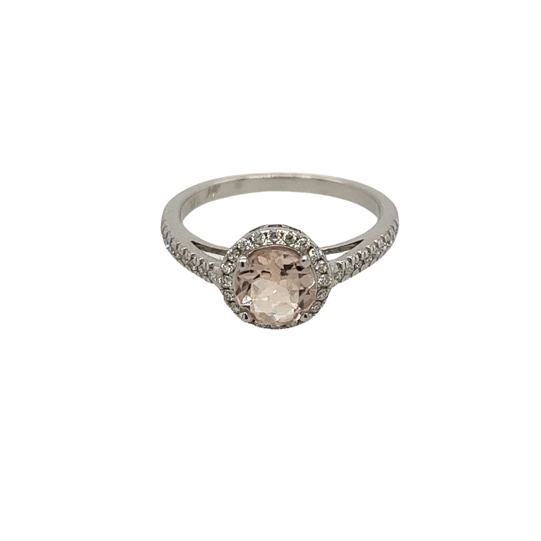SALE - 6MM Morganite Halo