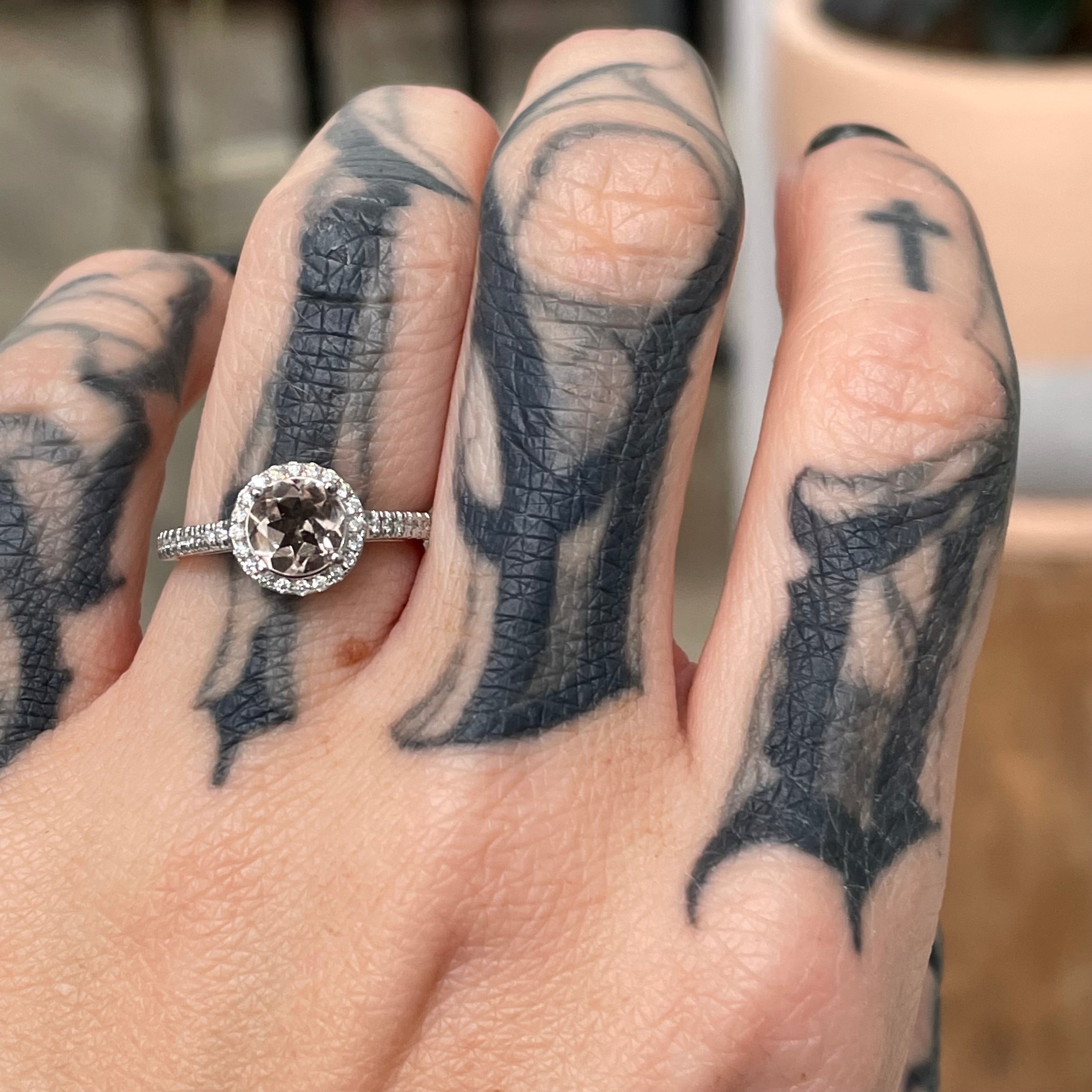 SALE - 6MM Morganite Halo - Size K